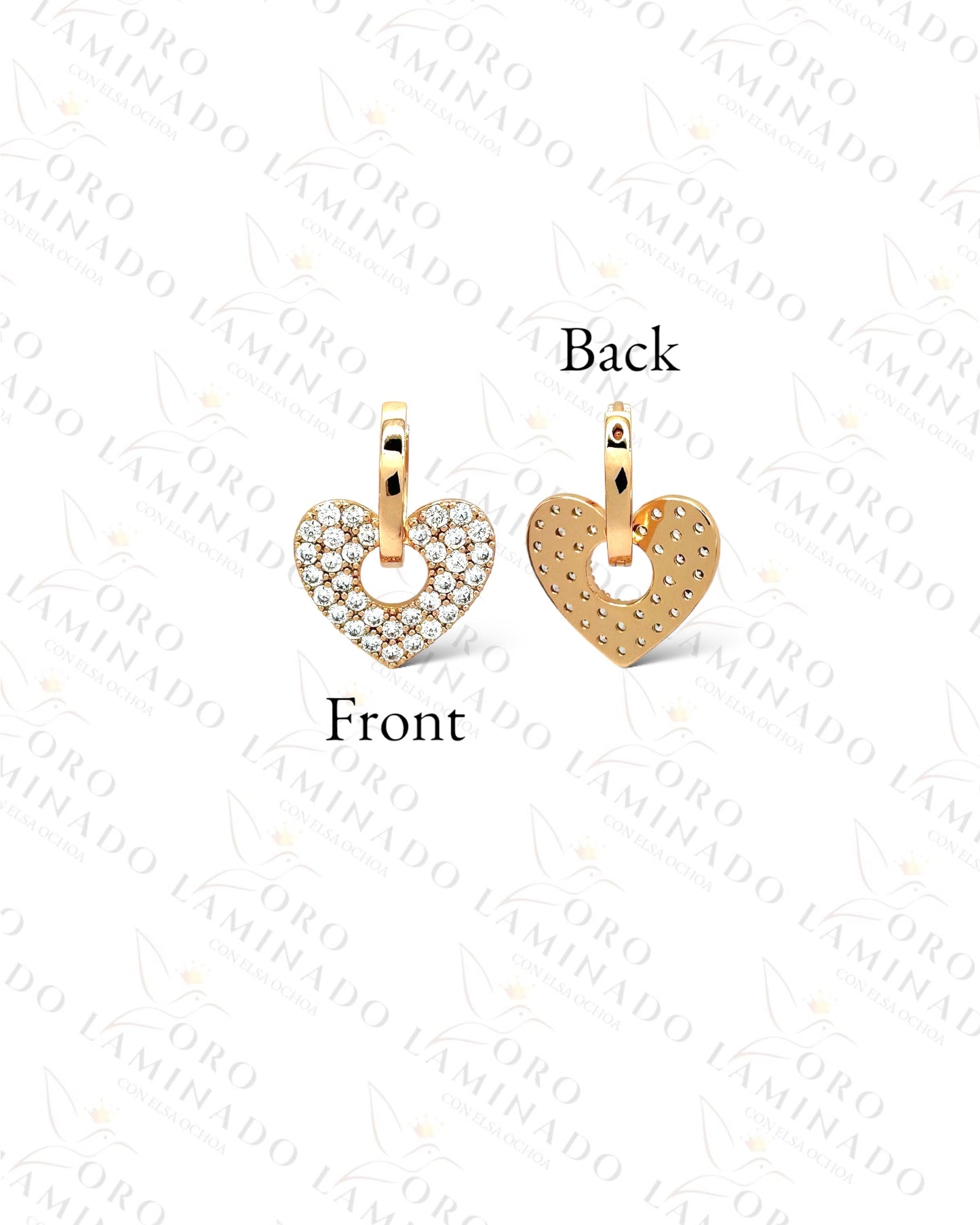 High Quality Diamond Heart Hoop Earrings C118