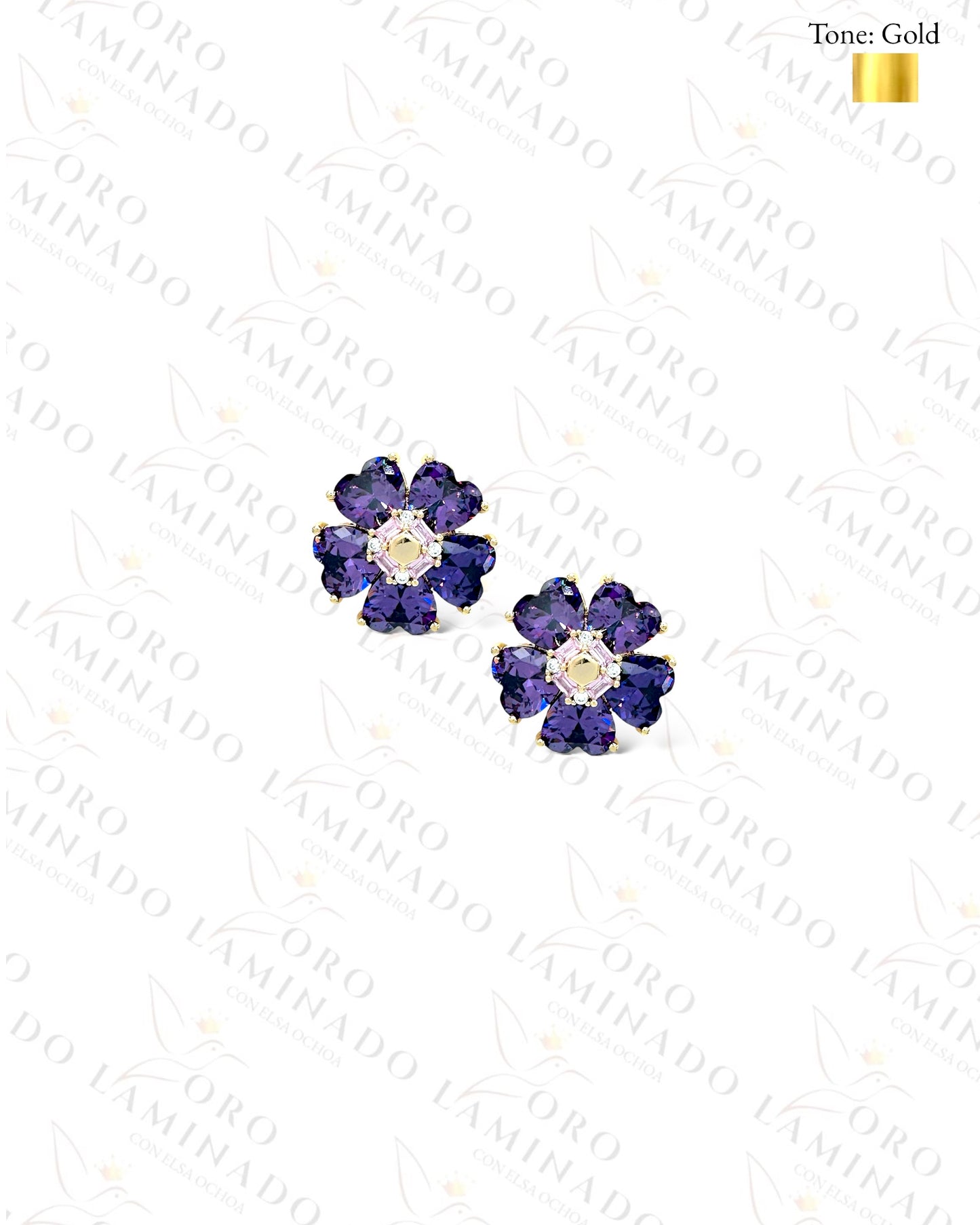 High Quality Purple Crystal Flower Earrings  B450