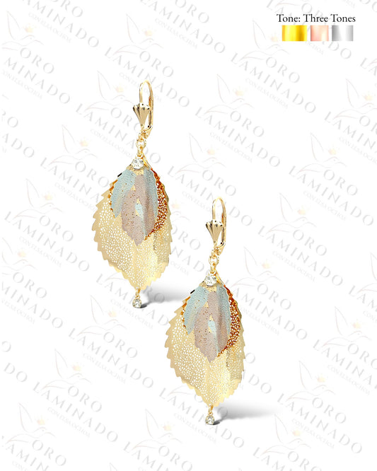 Three Tones Leaf Mariachi Earrings  Y57