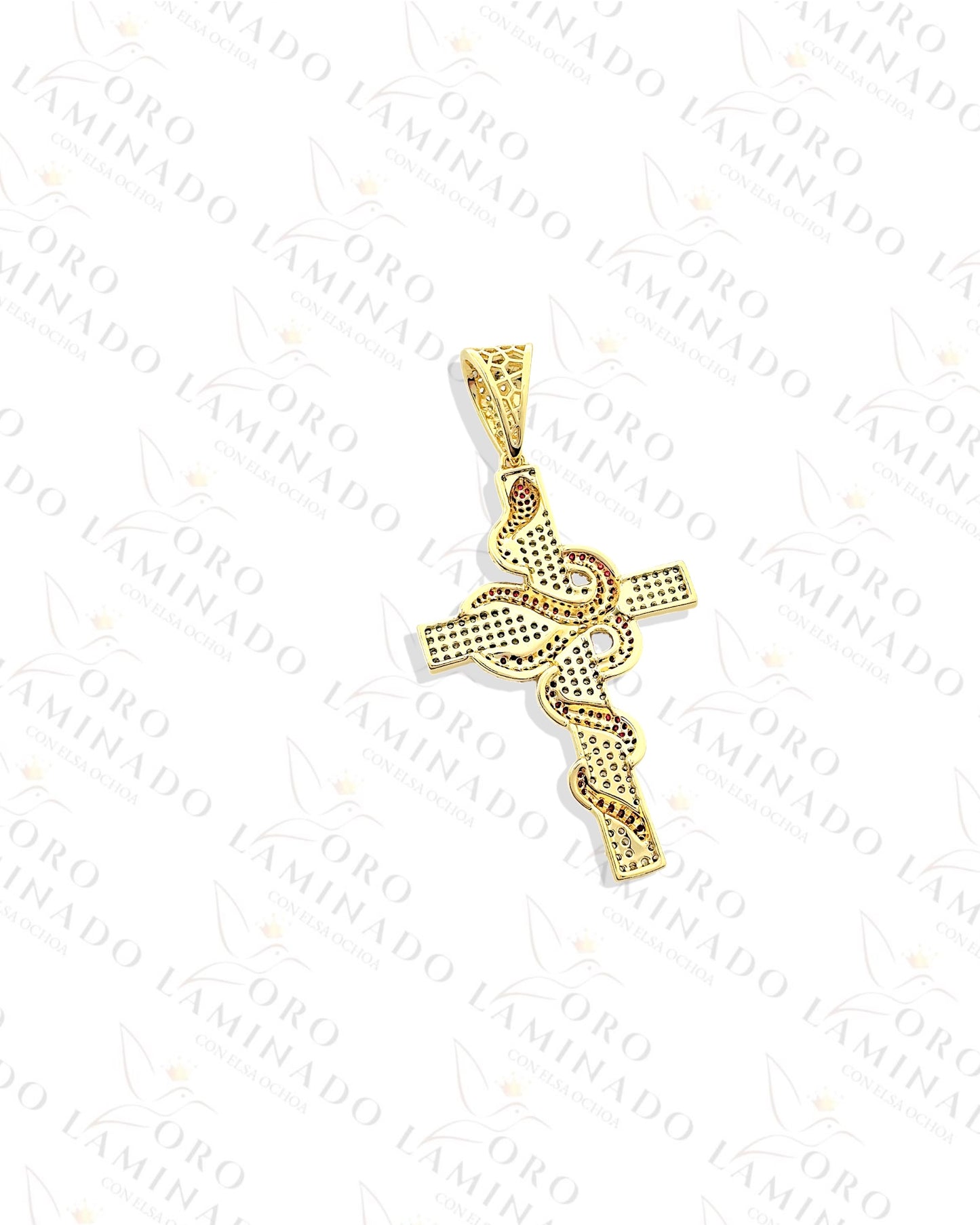 Gold Filled High Quality Cross with Snake Pendant G15