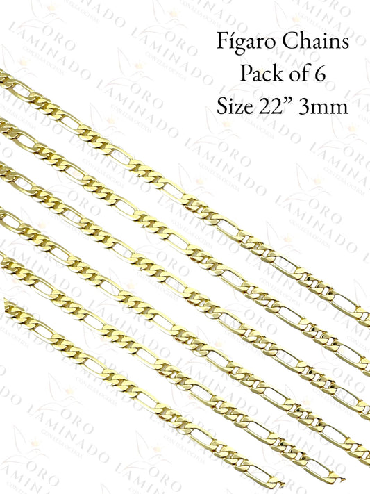 High Quality Figaro Chains Pack of 6 Size 22" 3mm G198