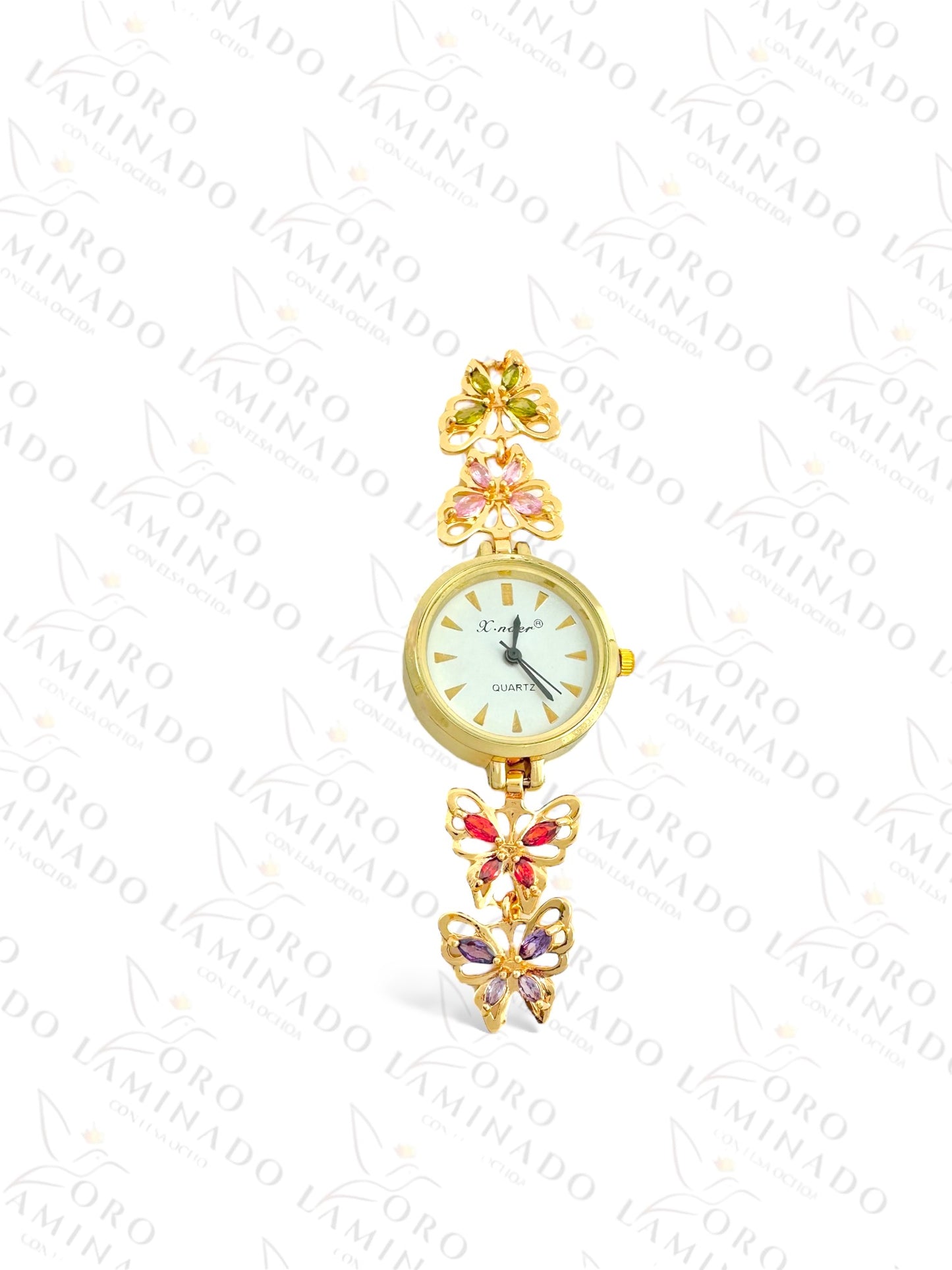 Gold Filled Multi-Color Butterfly Watch Bracelet R130