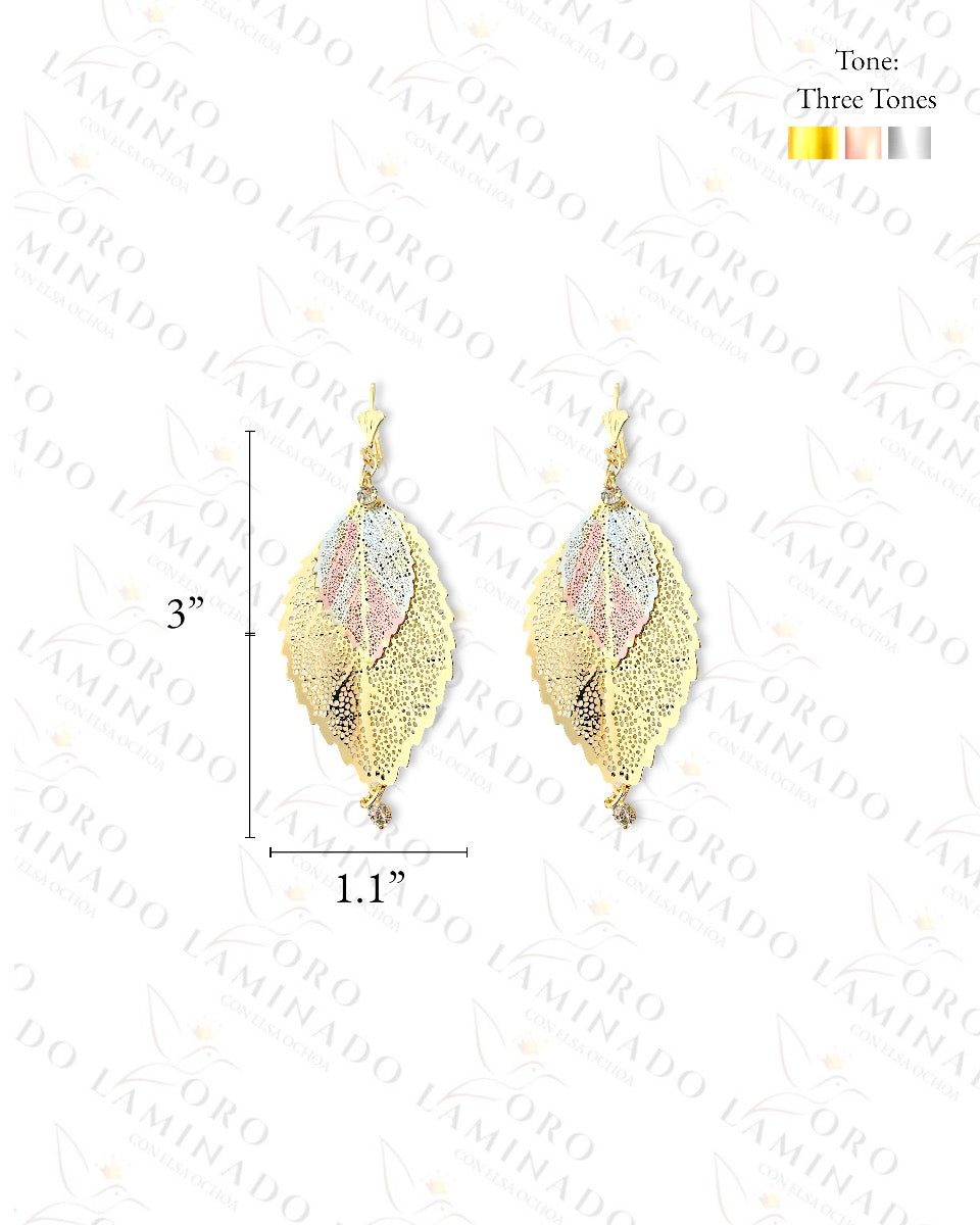 Three Tones Leaf Mariachi Earrings  Y57