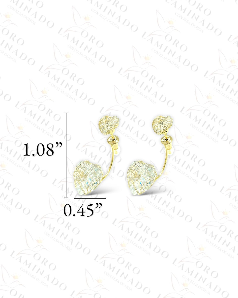 High Quality Golden and Crystal Heart Earrings R372