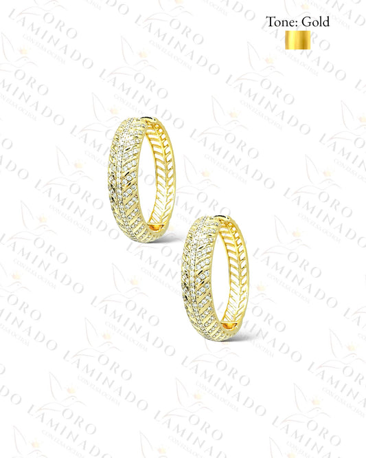 High Quality Gold Hoop Earrings with Stones C222