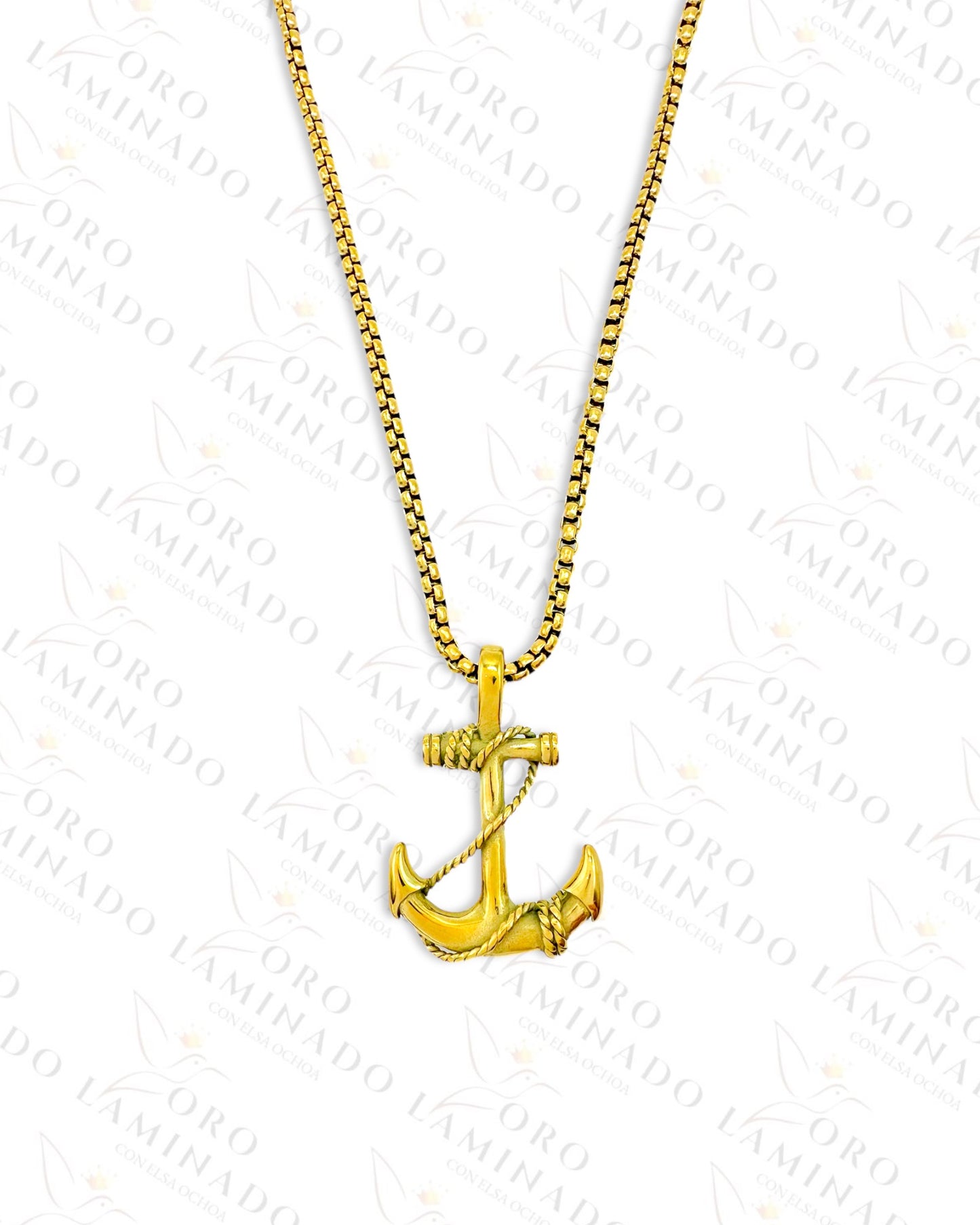 Stainless Steel Gold Anchor Necklace R117