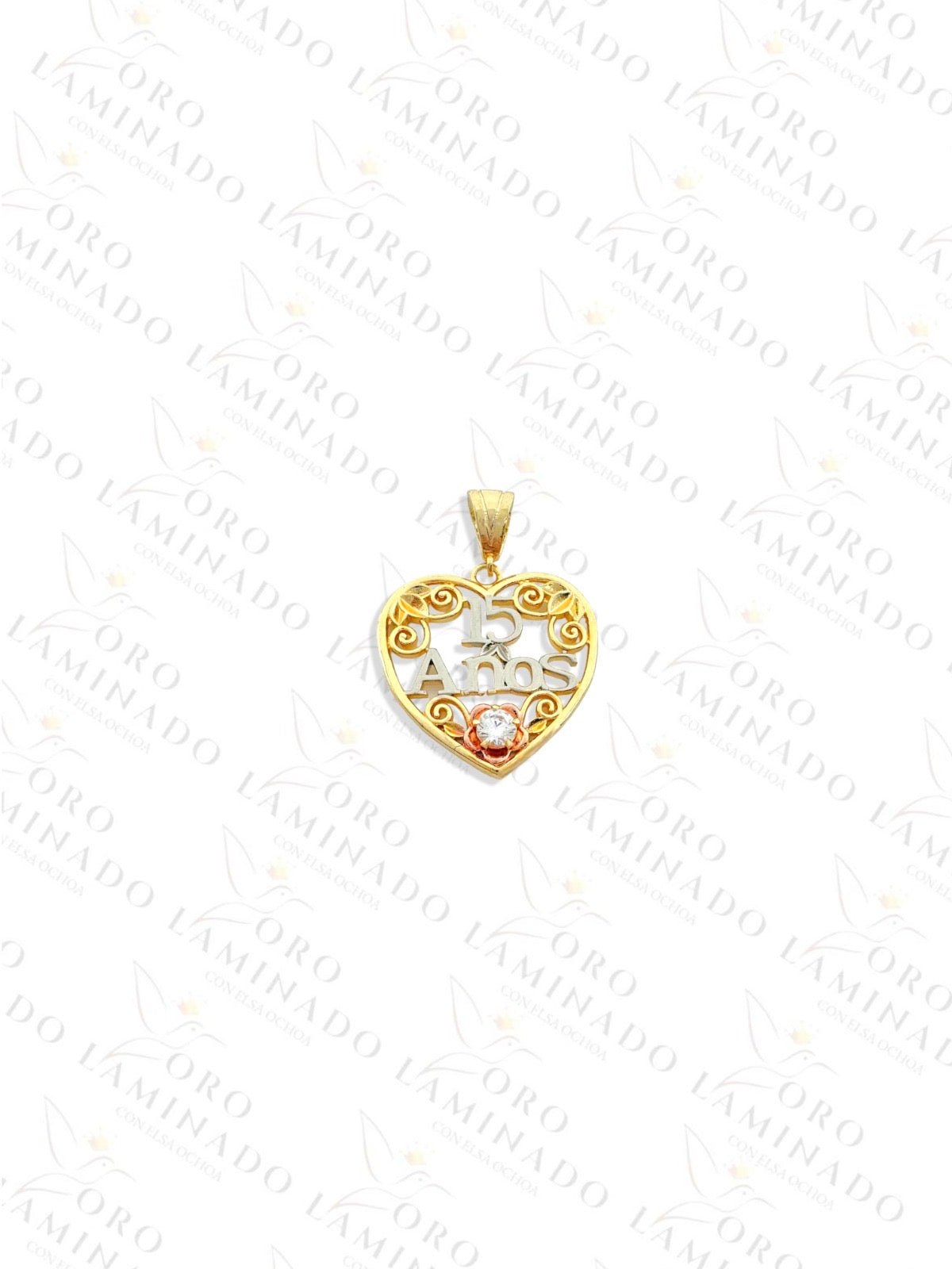 Three Tones Quinceañera Heart Pendant R158