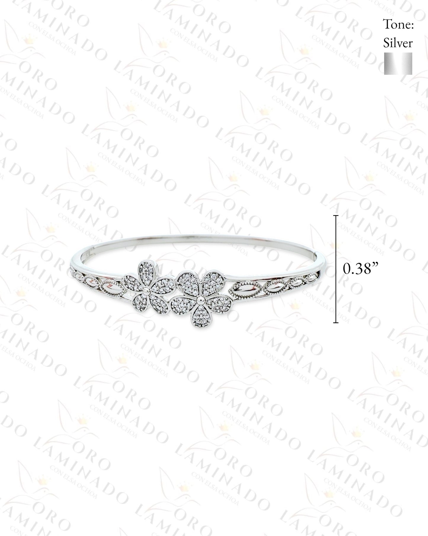 High Quality Silver Flower Bangle Bracelet C82