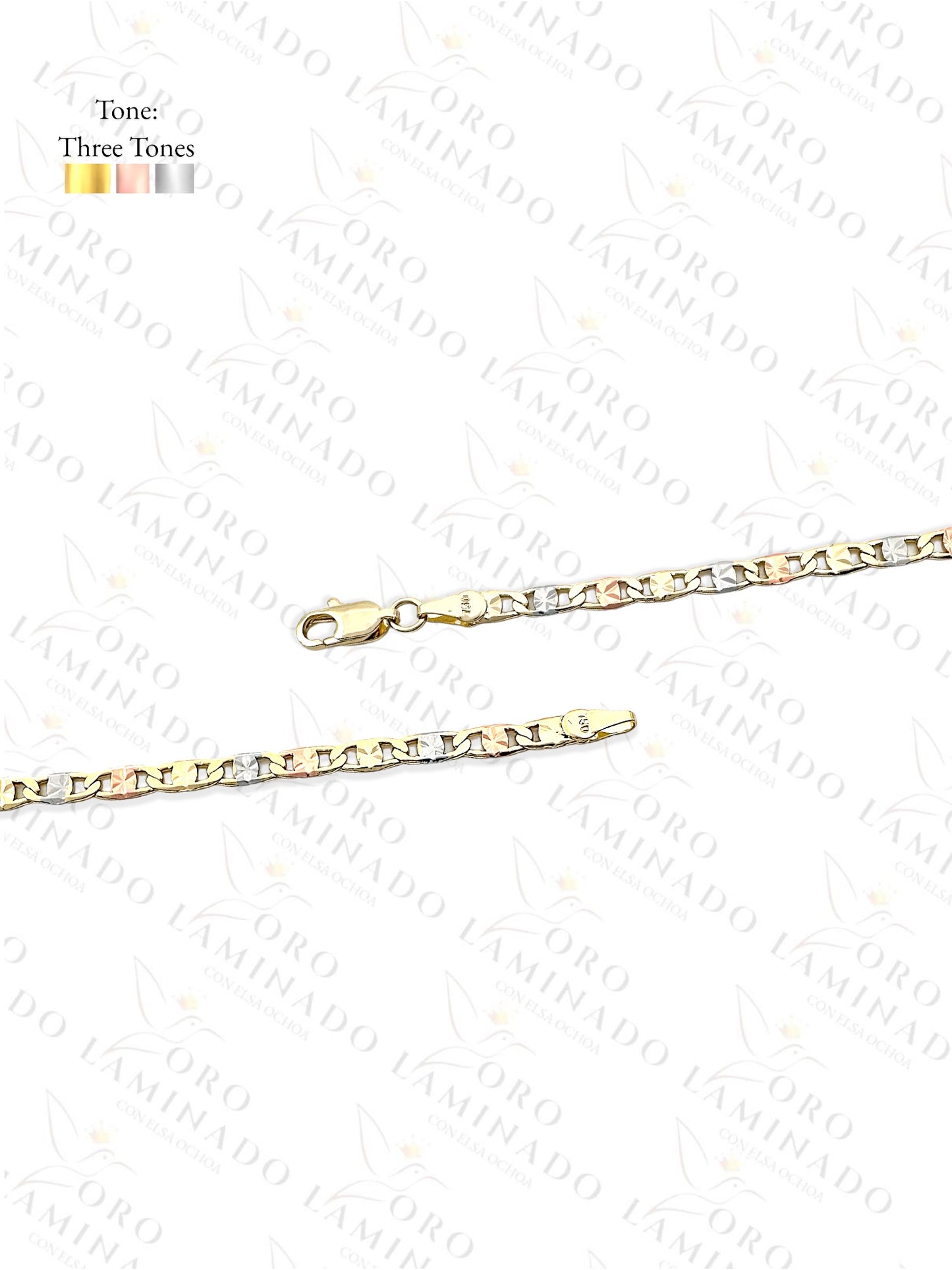 Three Tones Flor Valentino Pack of 6 Chains Size 20" 4mm Y181