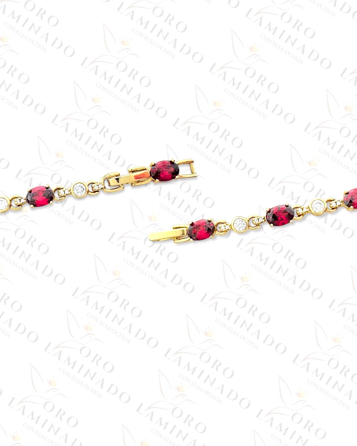 High Quality Red and Clear Stones Bracelet (Gold Filled) R76