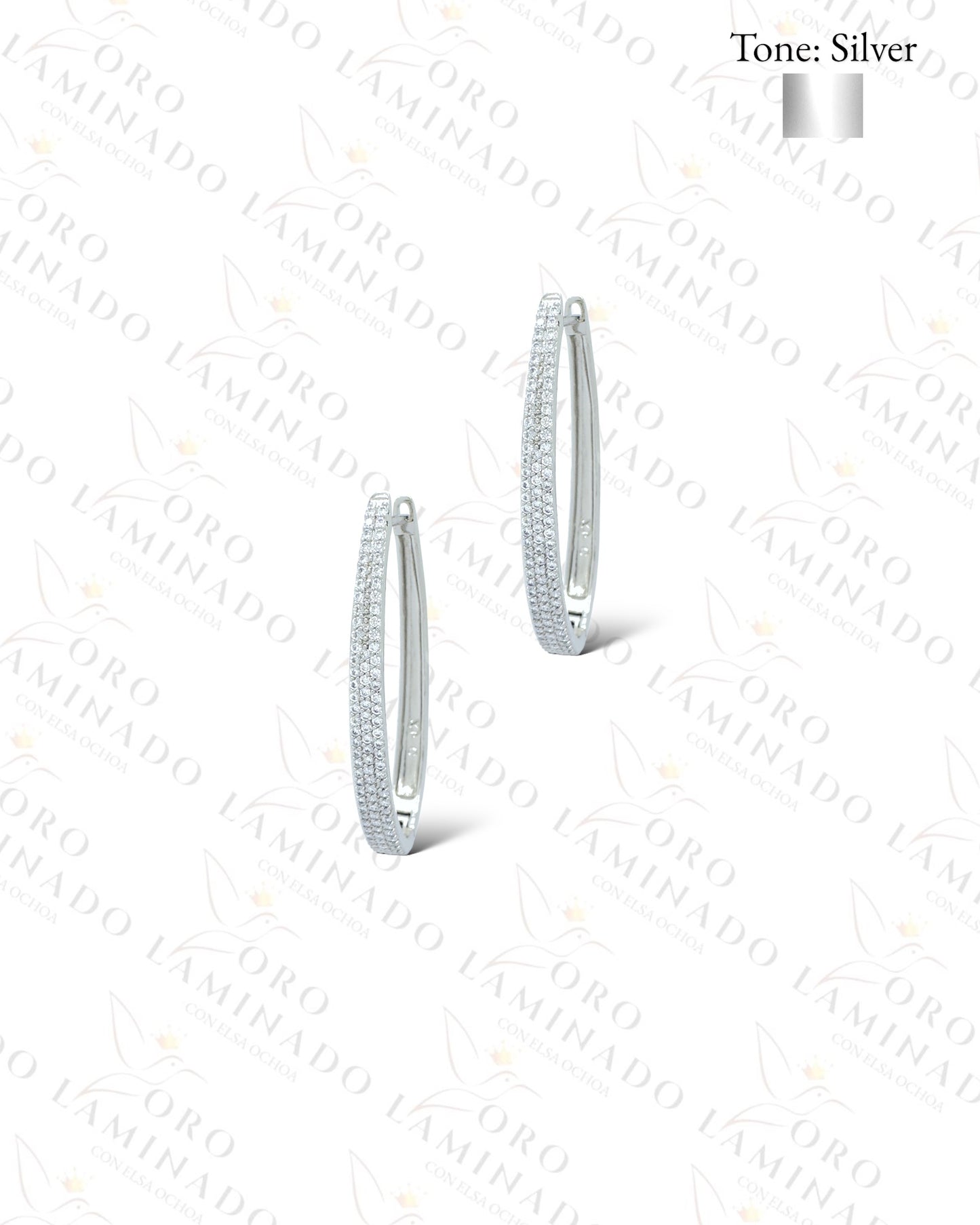 High Quality Silver Stone Hoop Earrings Y377