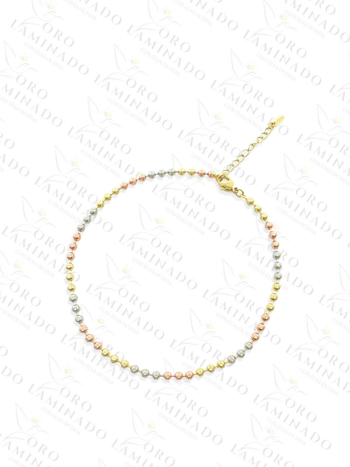 Gold Filled Pack of 3 Three Tones Bead Anklet B412