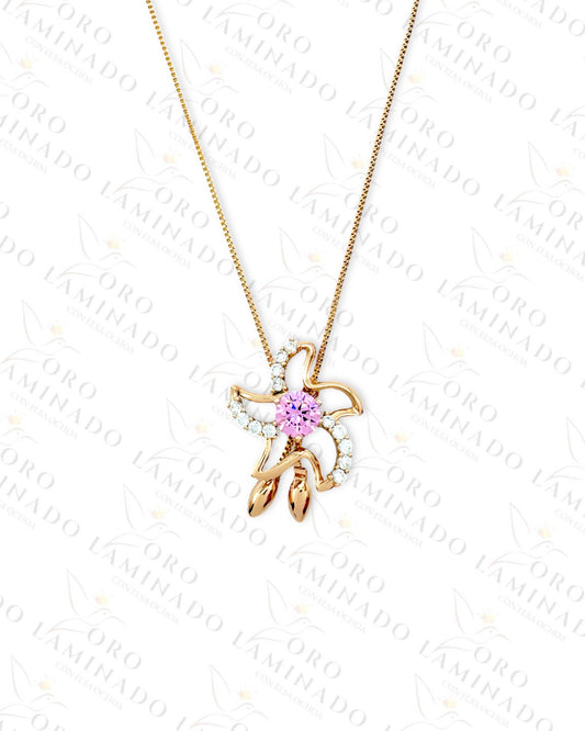 High Quality Pink Starfish Bowtie Necklace R313