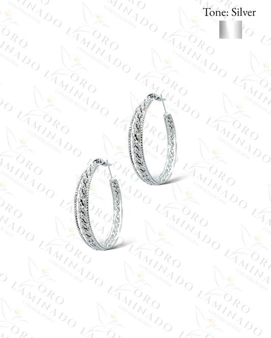 High Quality Silver Rope Hoop Earrings C87