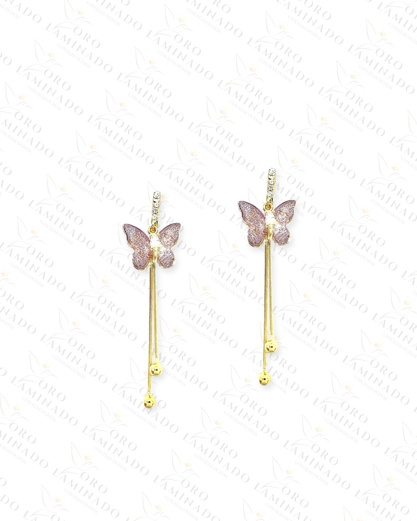 High Quality Purple Butterfly Earrings Y307