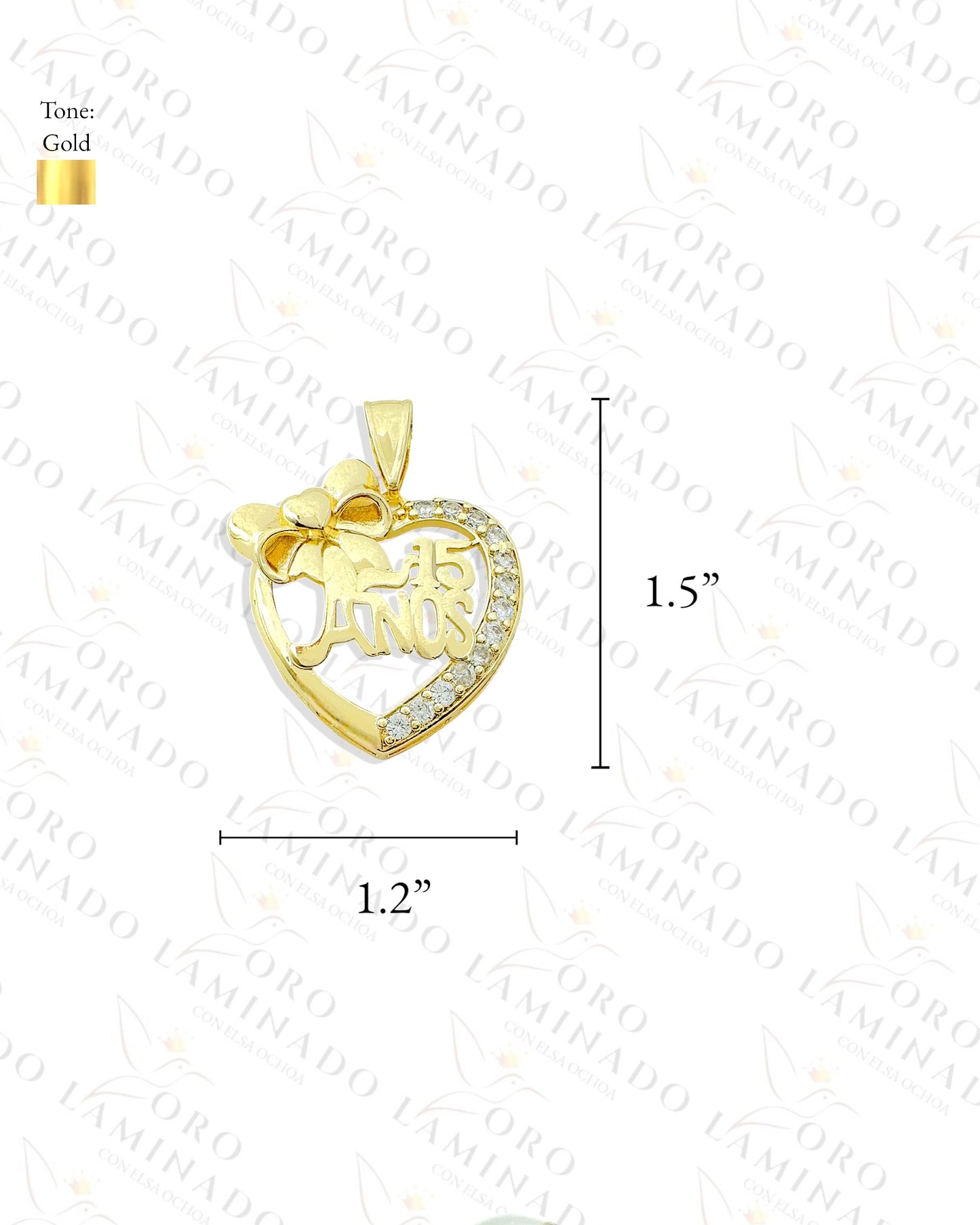 Gold Filled Quinceañera Heart Pendant B176