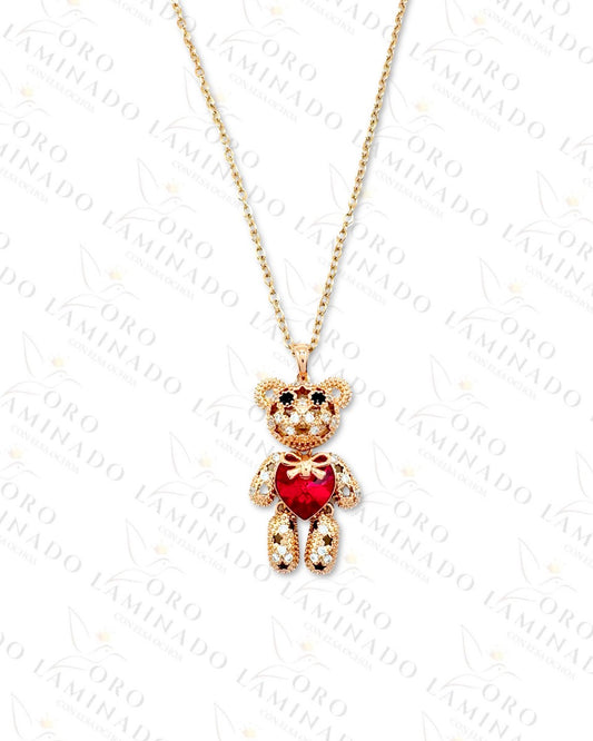 High Quality Red Stone Teddy Bear Necklace R181