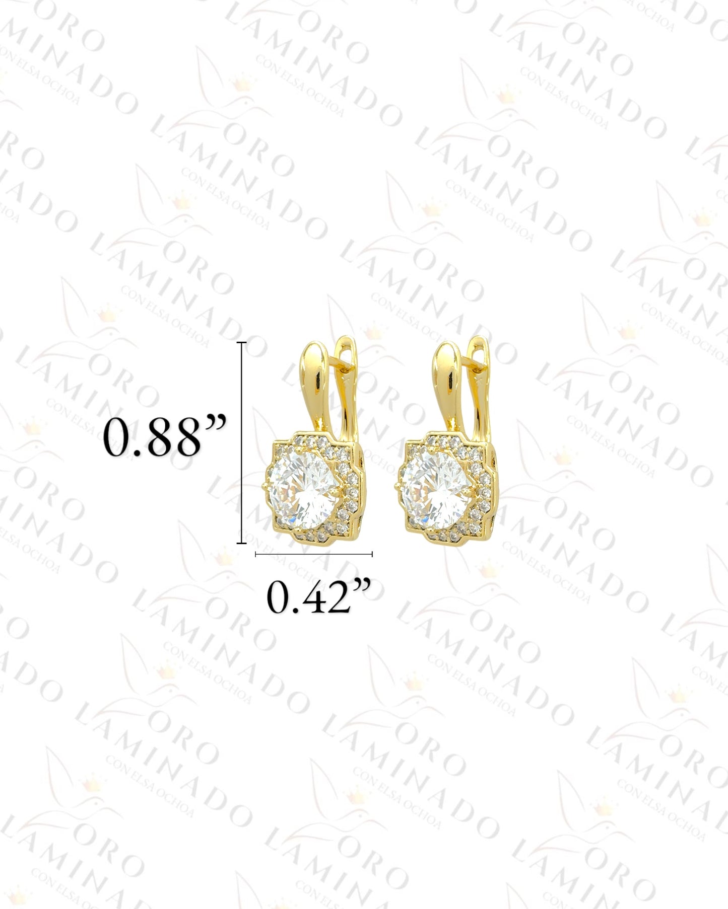 High Quality Square Stone Hoop Earrings Y373