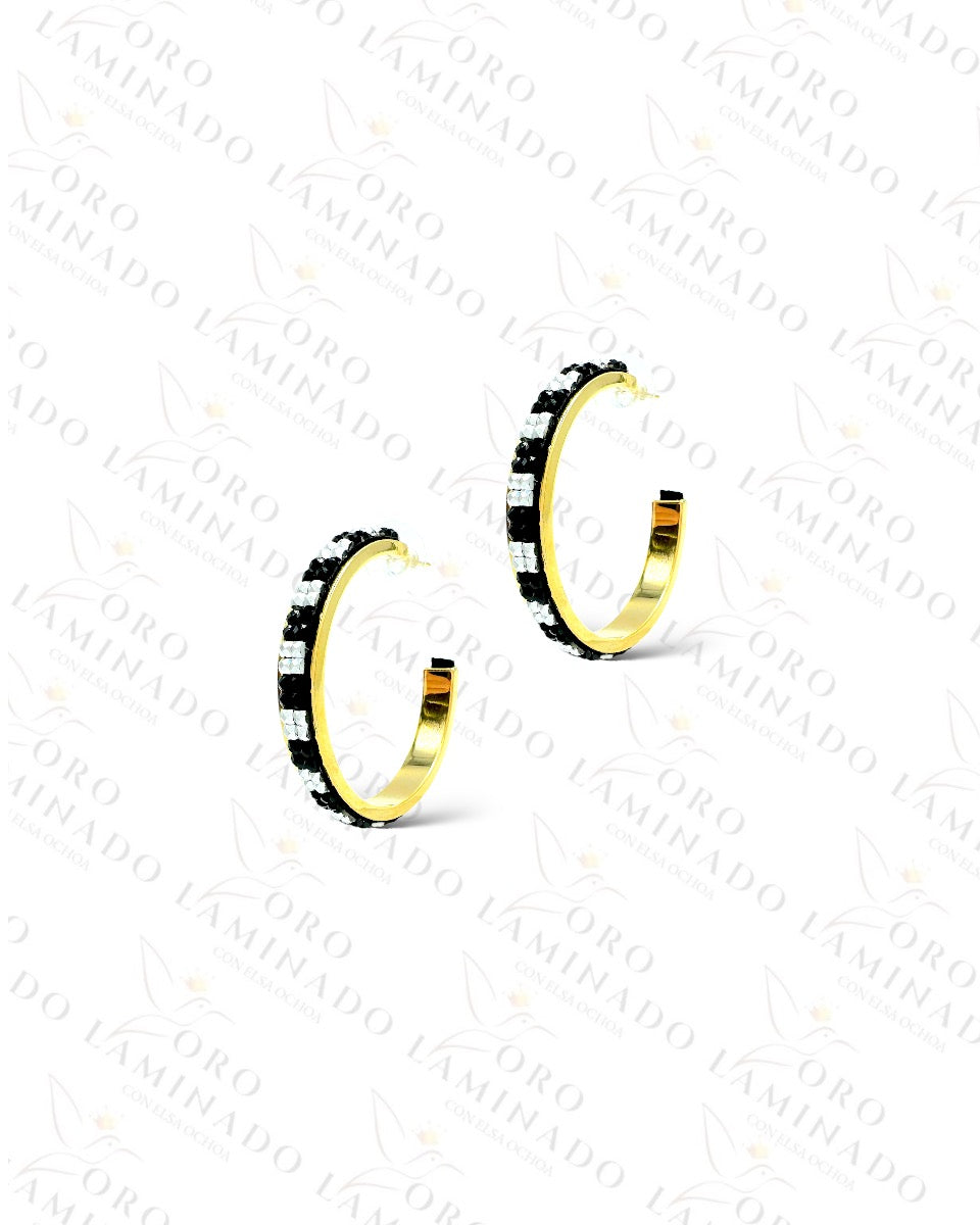 High Quality Dark and Clear C-Shape Earrings  B470