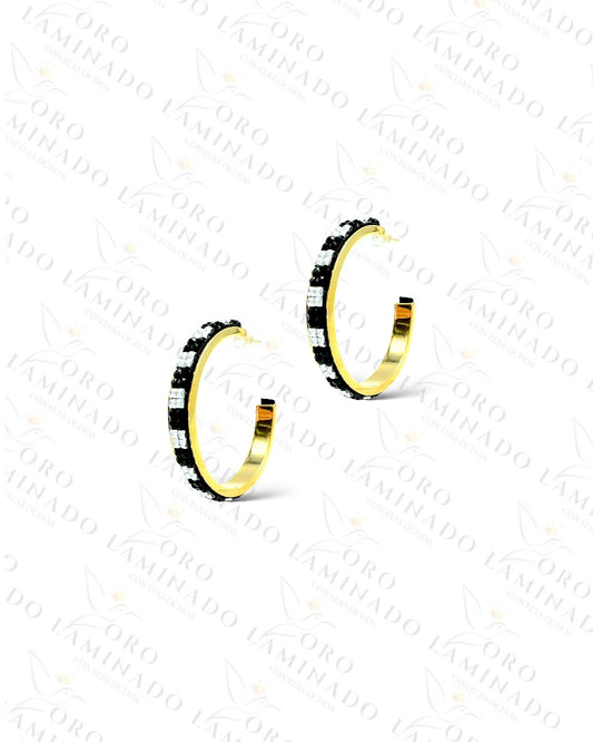 High Quality Dark and Clear C-Shape Earrings  B470