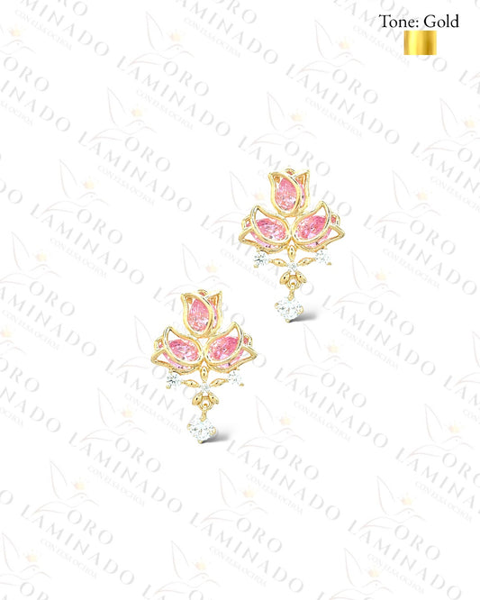 High Quality Crystal Rose Bouquet Earrings  R370