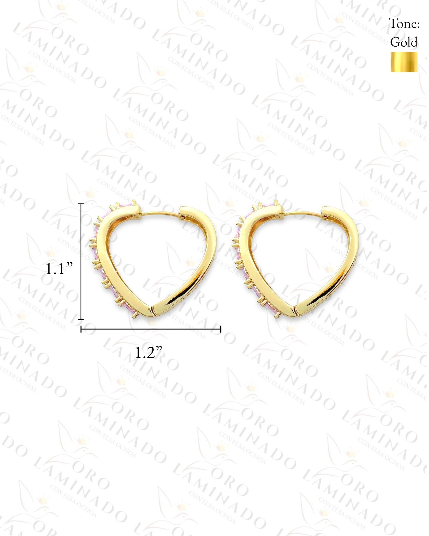 High Quality Light Pink Stone Hoop Earrings (Gold Filled) Y97