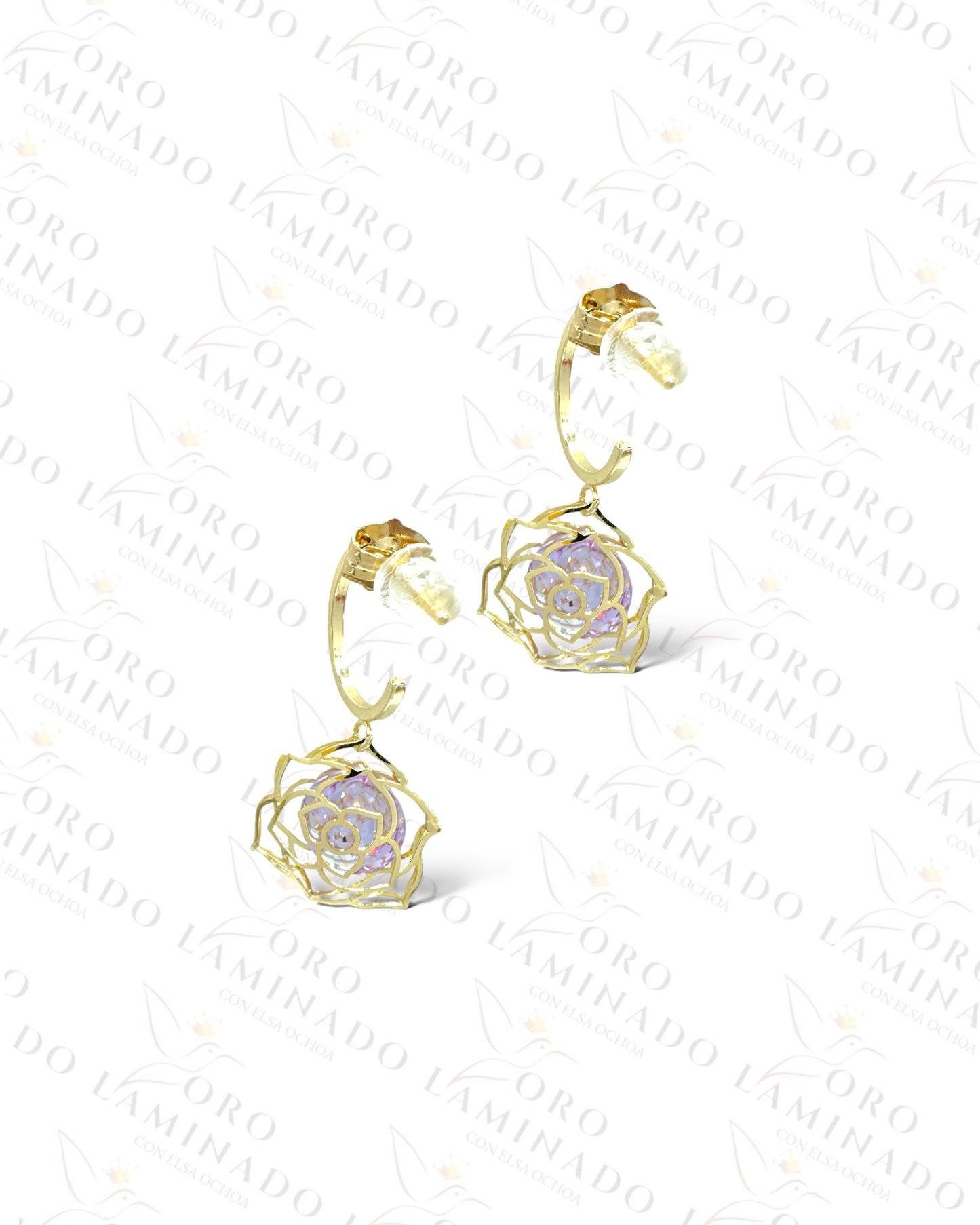 High Quality Purple Eternal Rose Earrings  B448