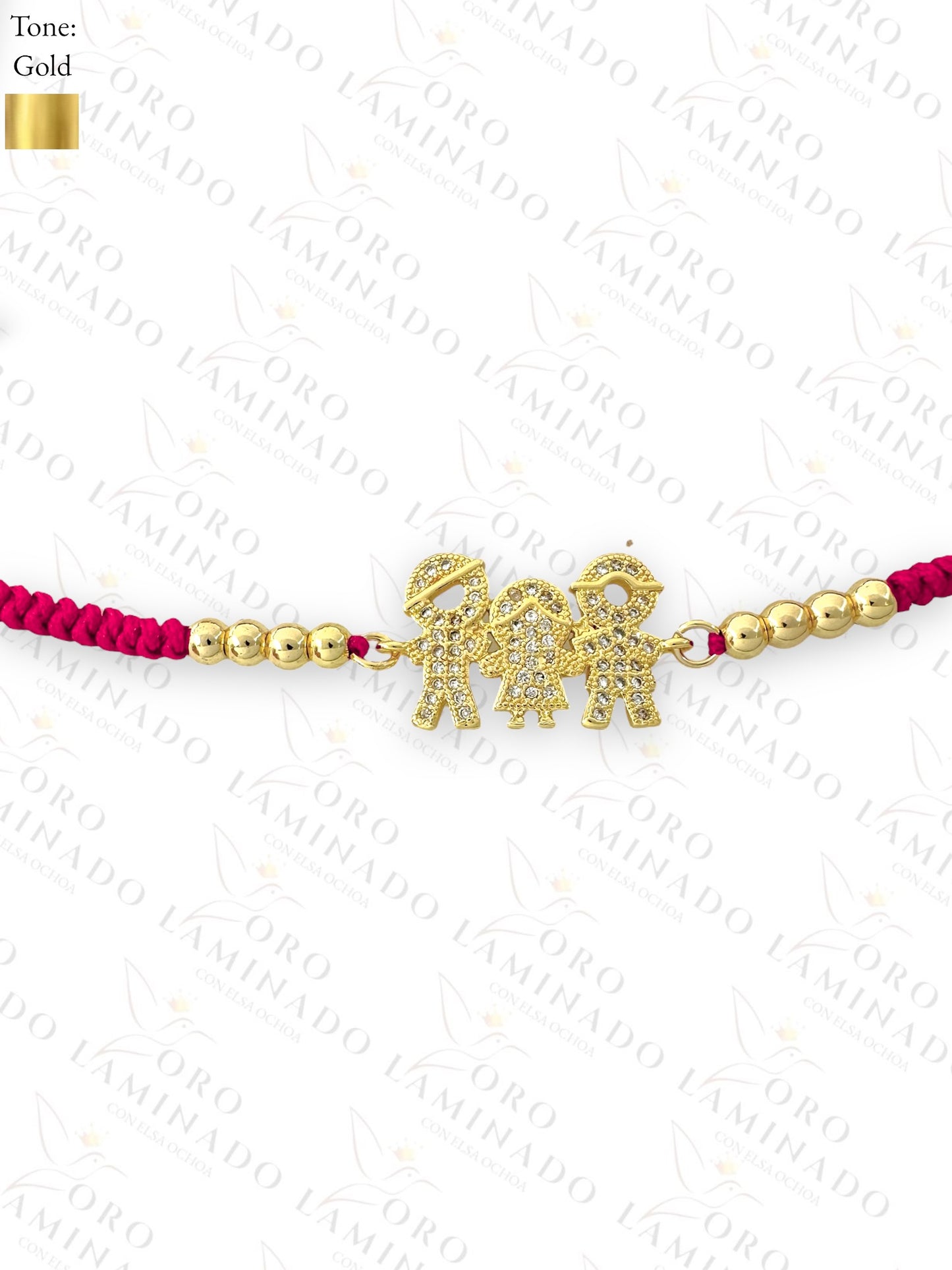 Gold Filled Three Children Red bracelet B61