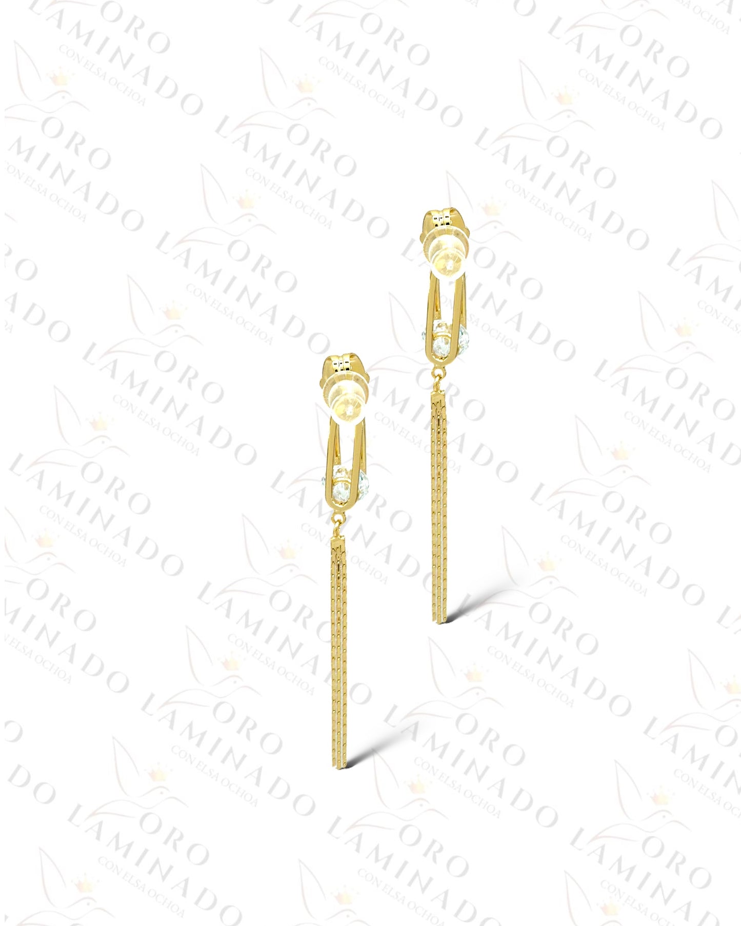 High Quality Clear Round Stone and Golden Earrings  B447