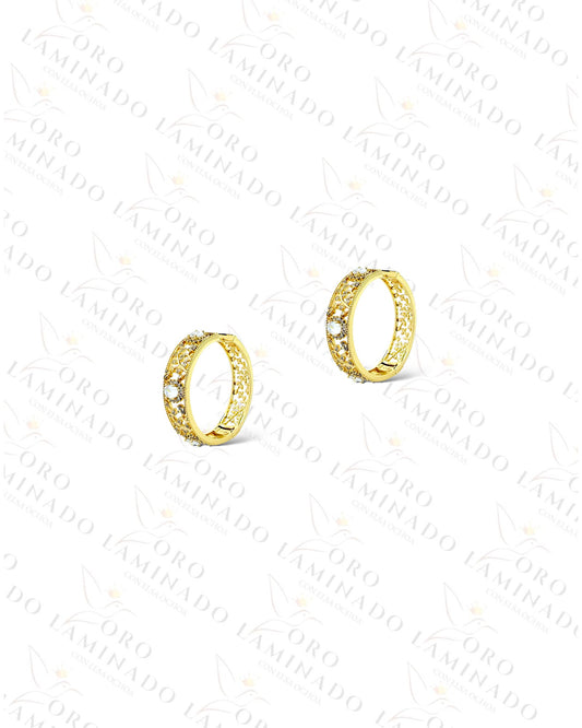 High Quality Crystal Floral Hoop Earrings (Gold Filled) C61