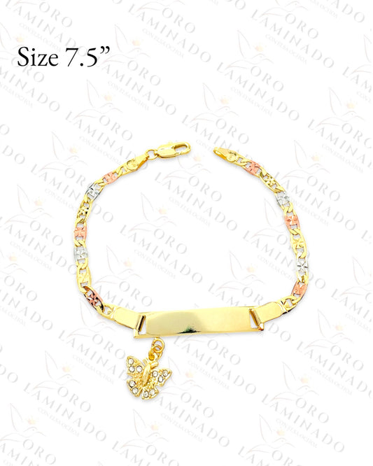 Gold Filled Tricolor butterfly plate bracelet G240
