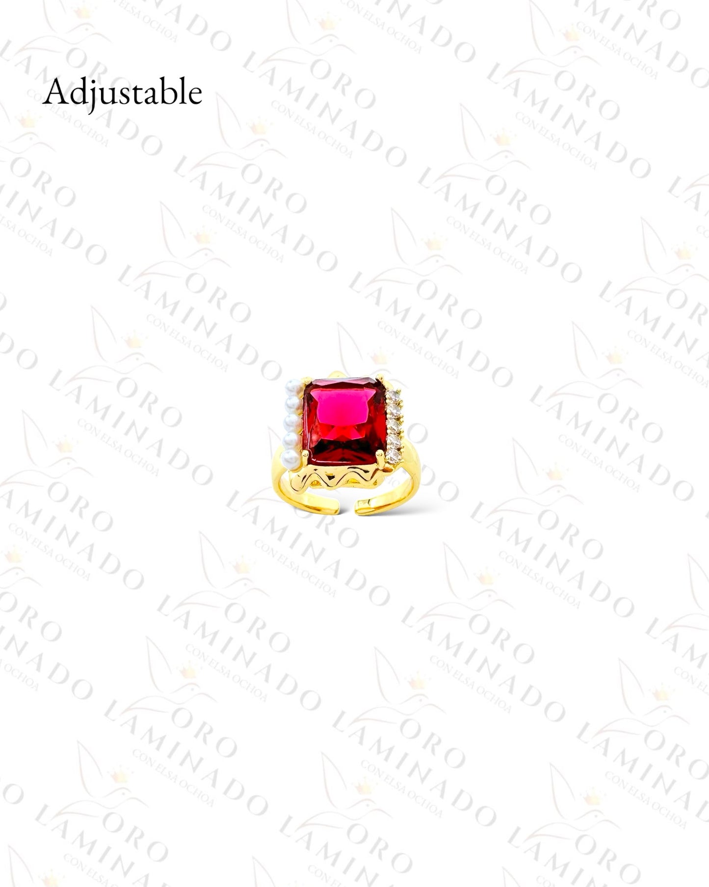 High Quality Adjustable Red Stone Ring (Gold Filled) G44