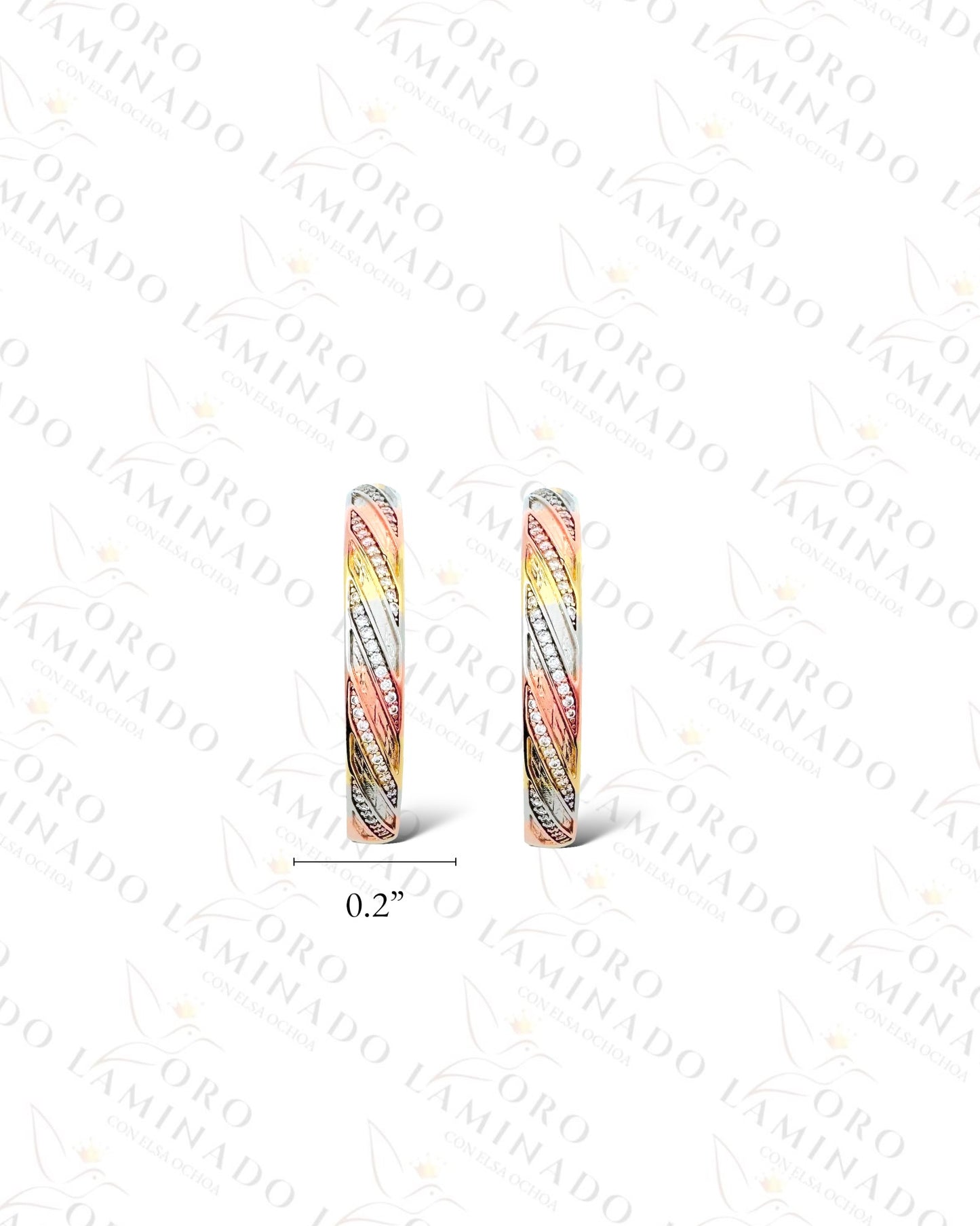 High Quality Sparkling Three Tones Hoop Earrings (Gold Filled) G206