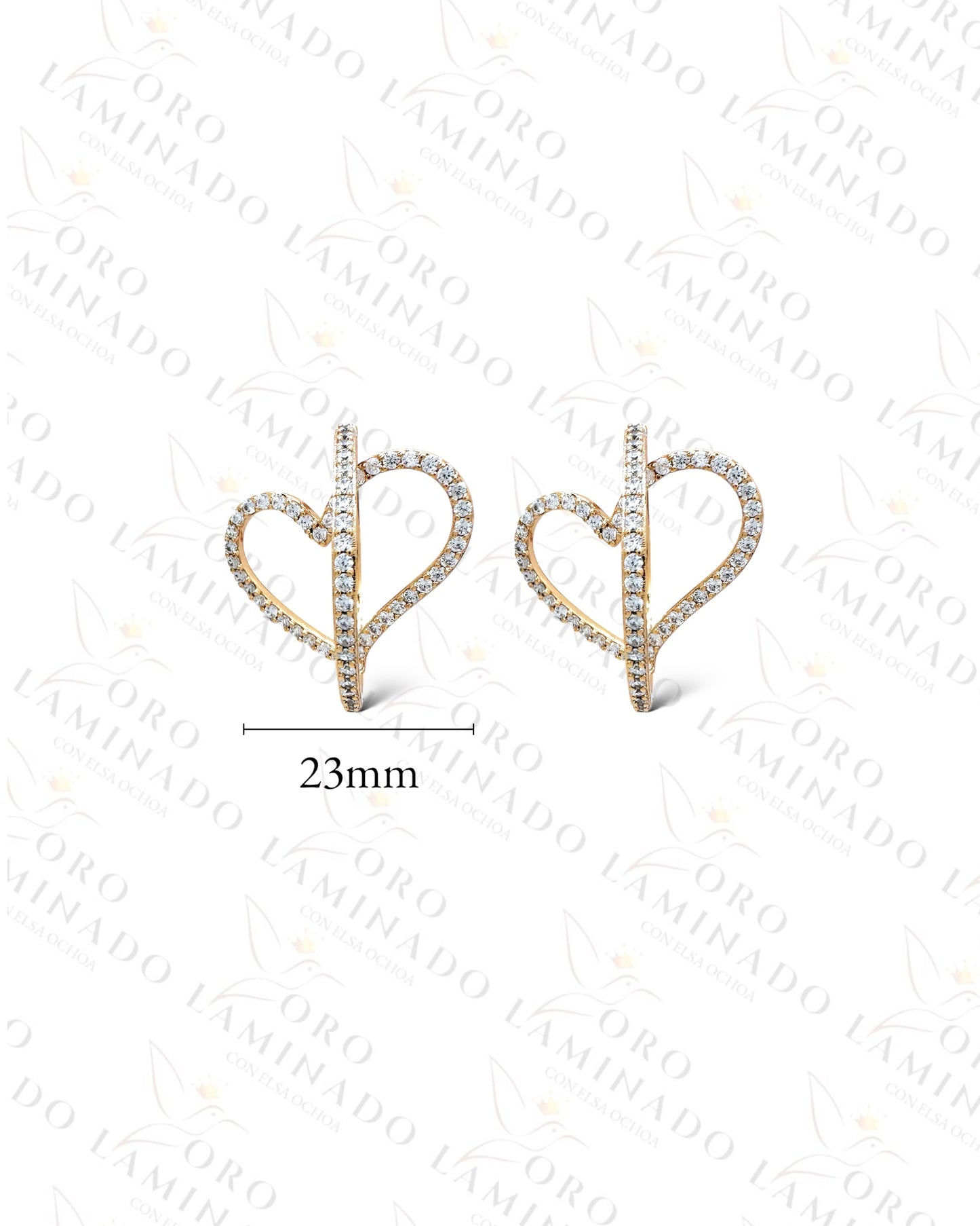 High Quality Diamond Heart Hoop Earrings Y263