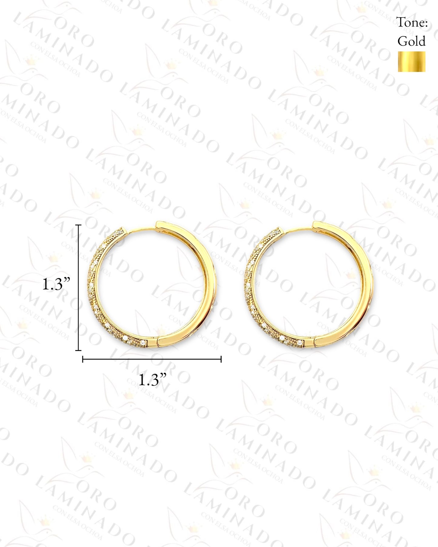 High Quality Diamond Design Hoop Earrings (Gold Filled) R417