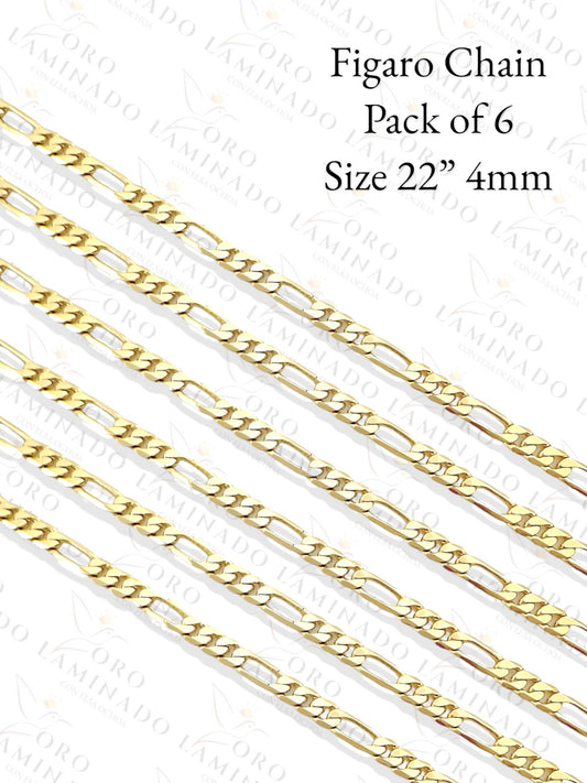 High Quality Figaro Chain Pack of 6 Size 22" 4mm B6