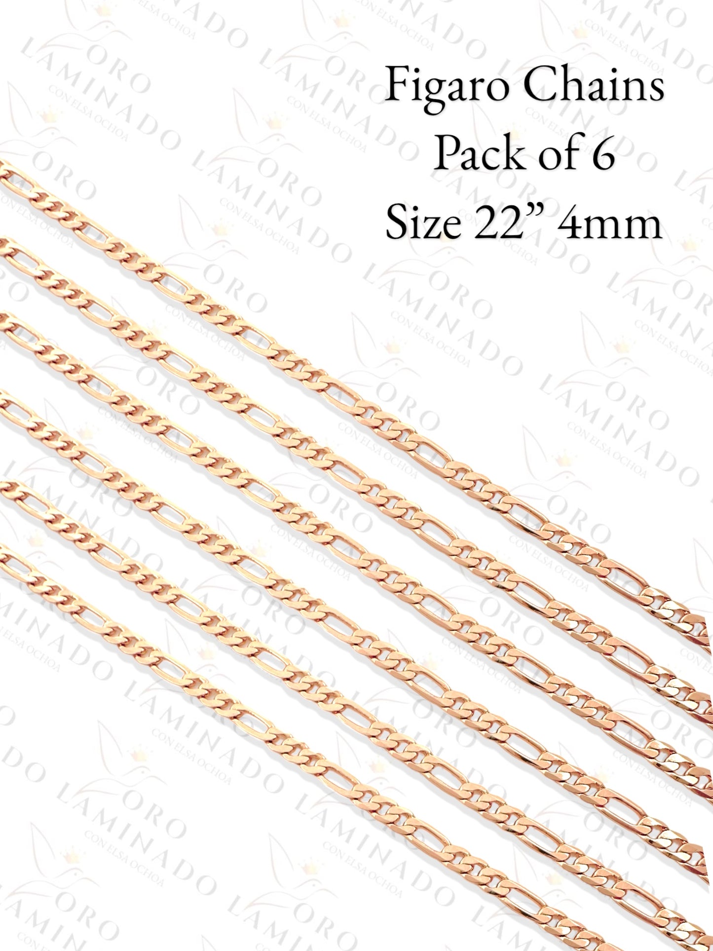 High Quality Figaro Chains Pack of 6 Size 22" 4mm Y183