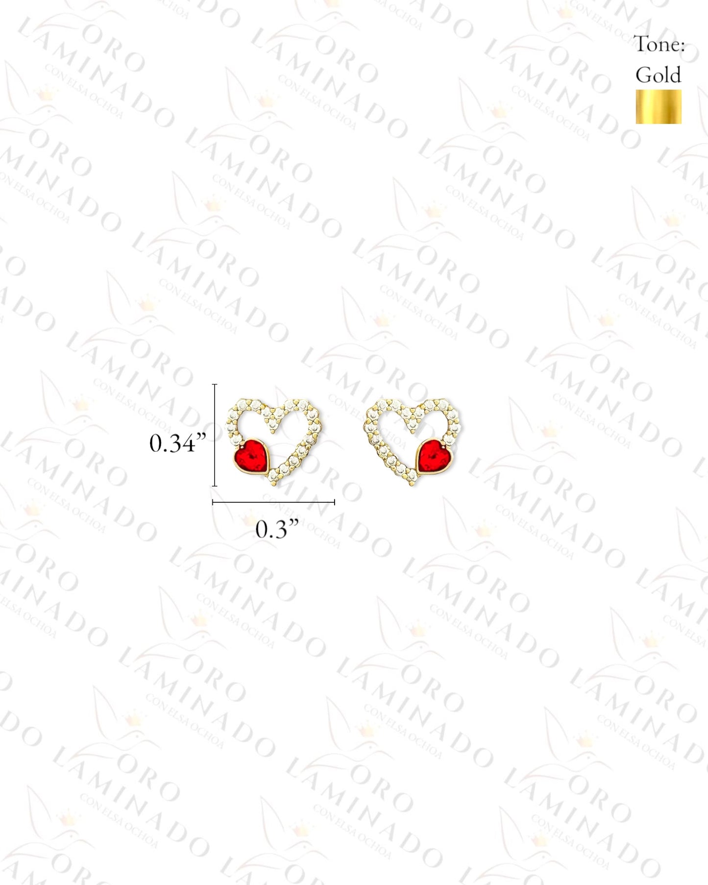 High Quality Sparkling Red Heart Set (Gold Filled) R448