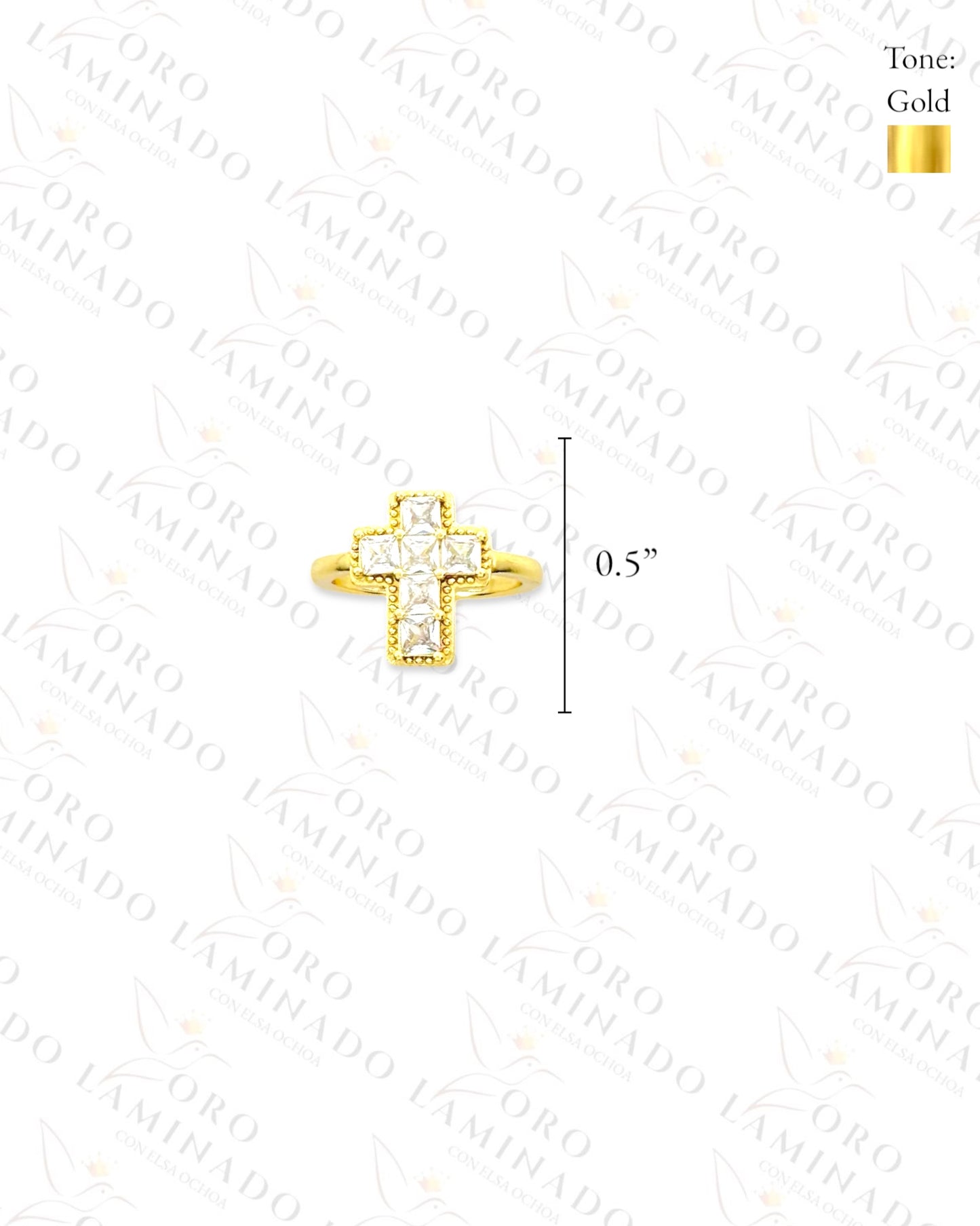 Adjustable Crystal Cross Ring (Gold Filled) Y325
