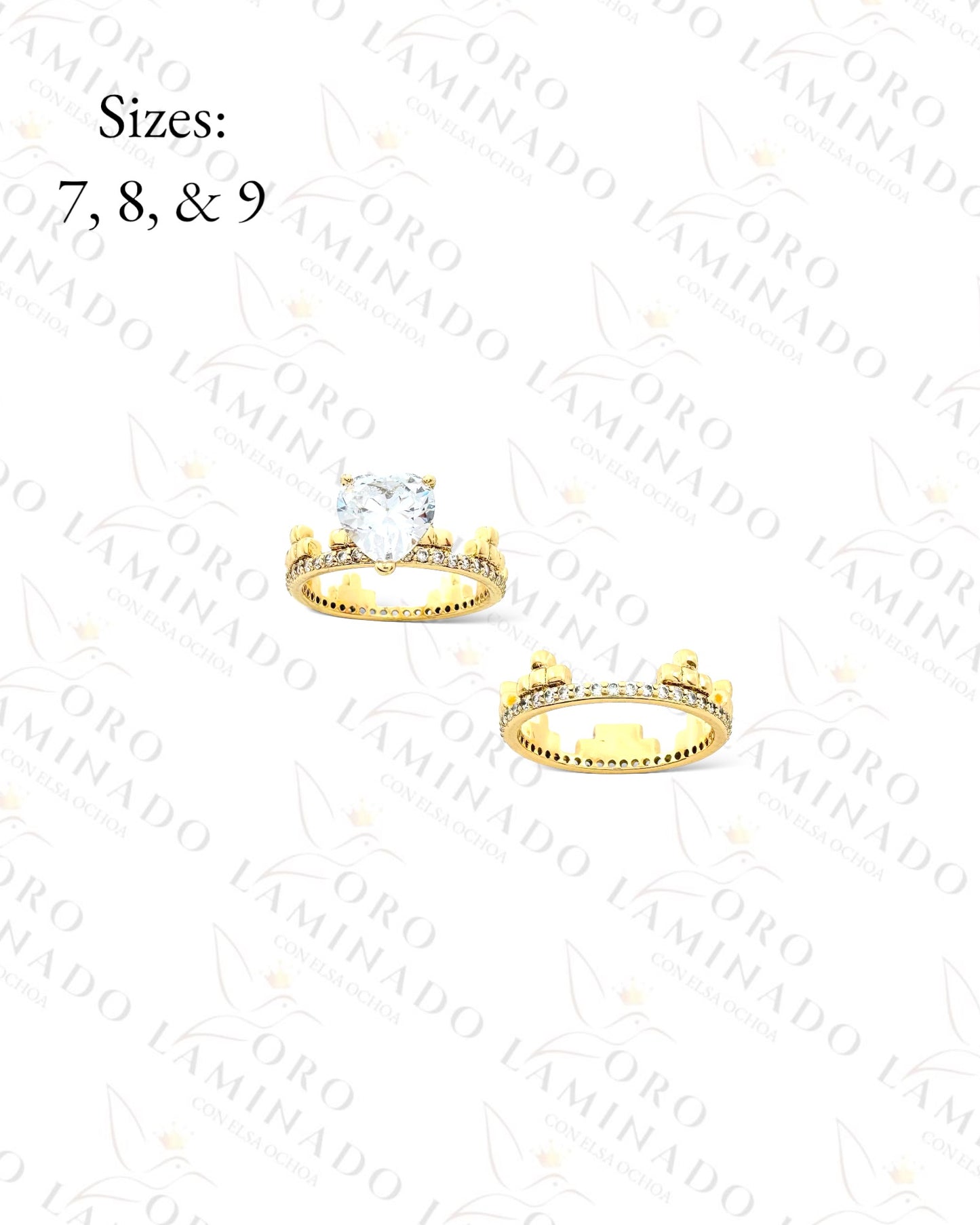 High Quality Marriage Diamond Heart Ring Set (Gold Filled) G373