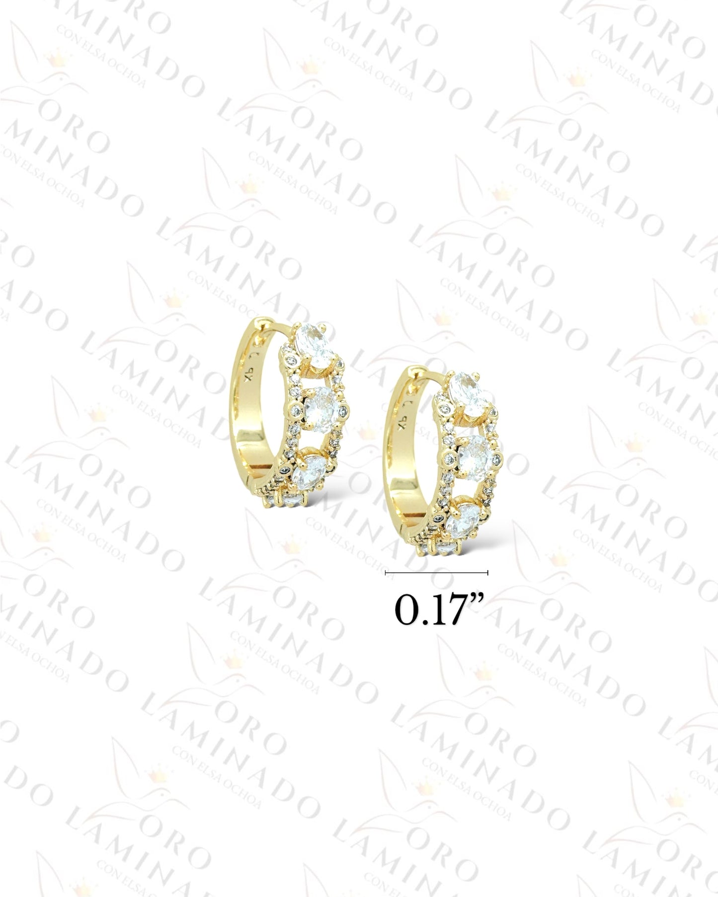 High Quality Round Stone Hoop Earrings R457