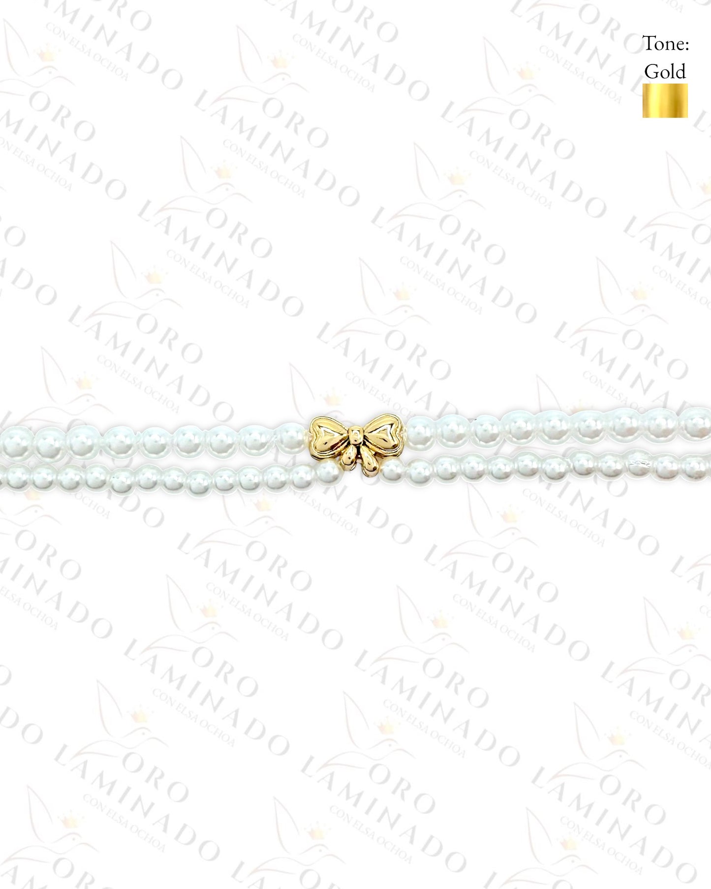 High Quality Bow and Pearl Necklace (Gold Filled) B427