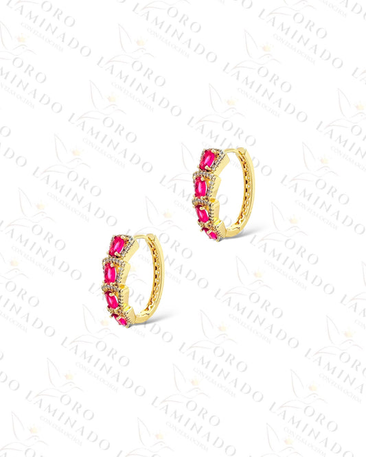 High Quality Clear and PinkHoop Earrings (Gold Filled) G61