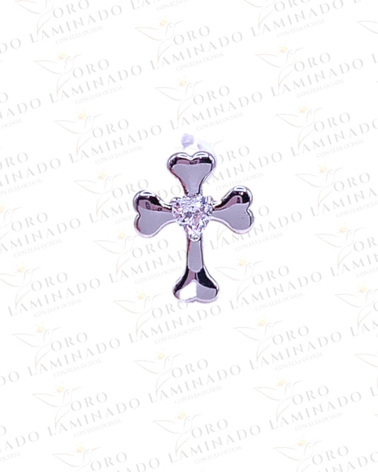 High Quality Silver Heart Cross Earrings G187