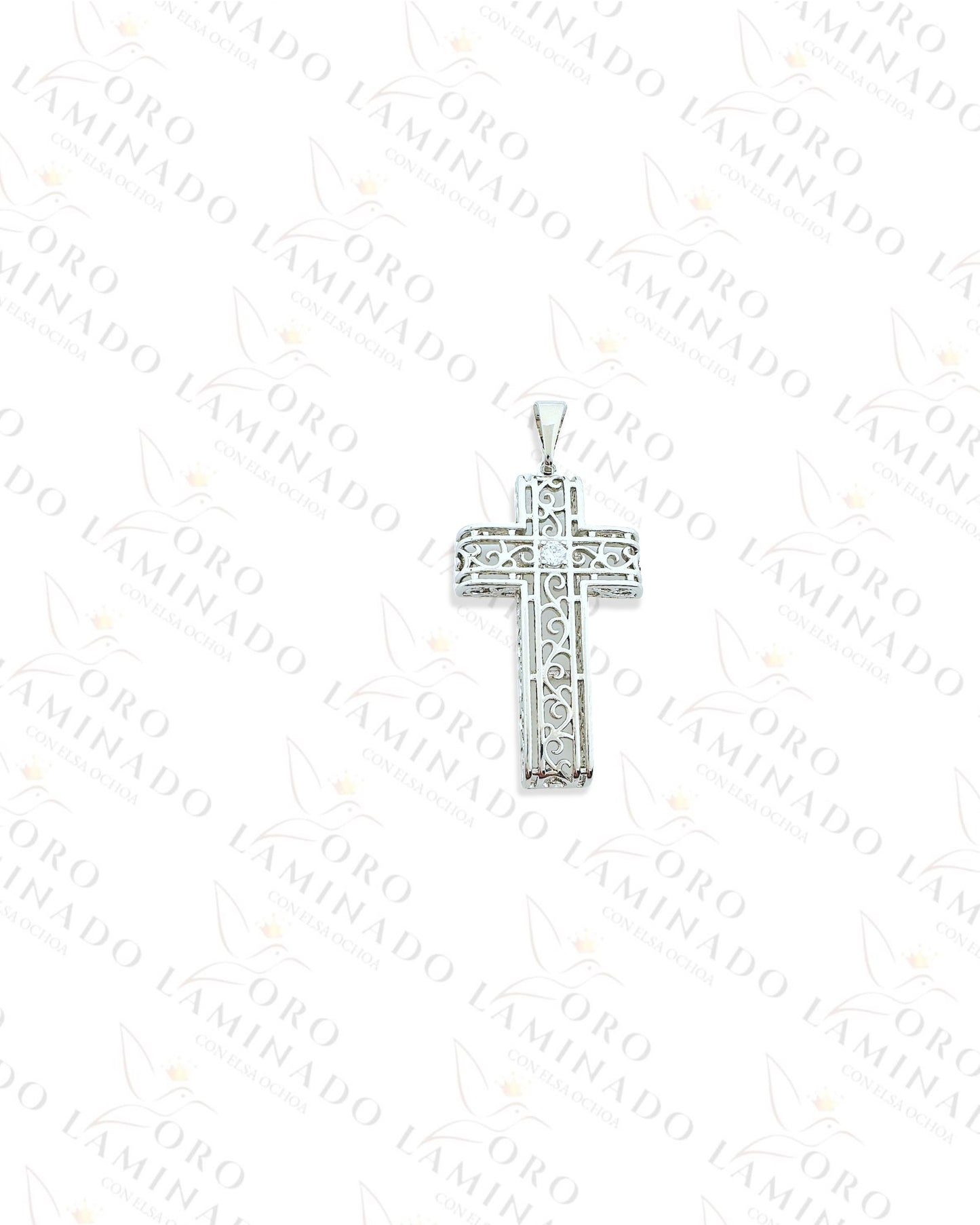 Gold Filled Silver Pattern Cross Pendant Y331