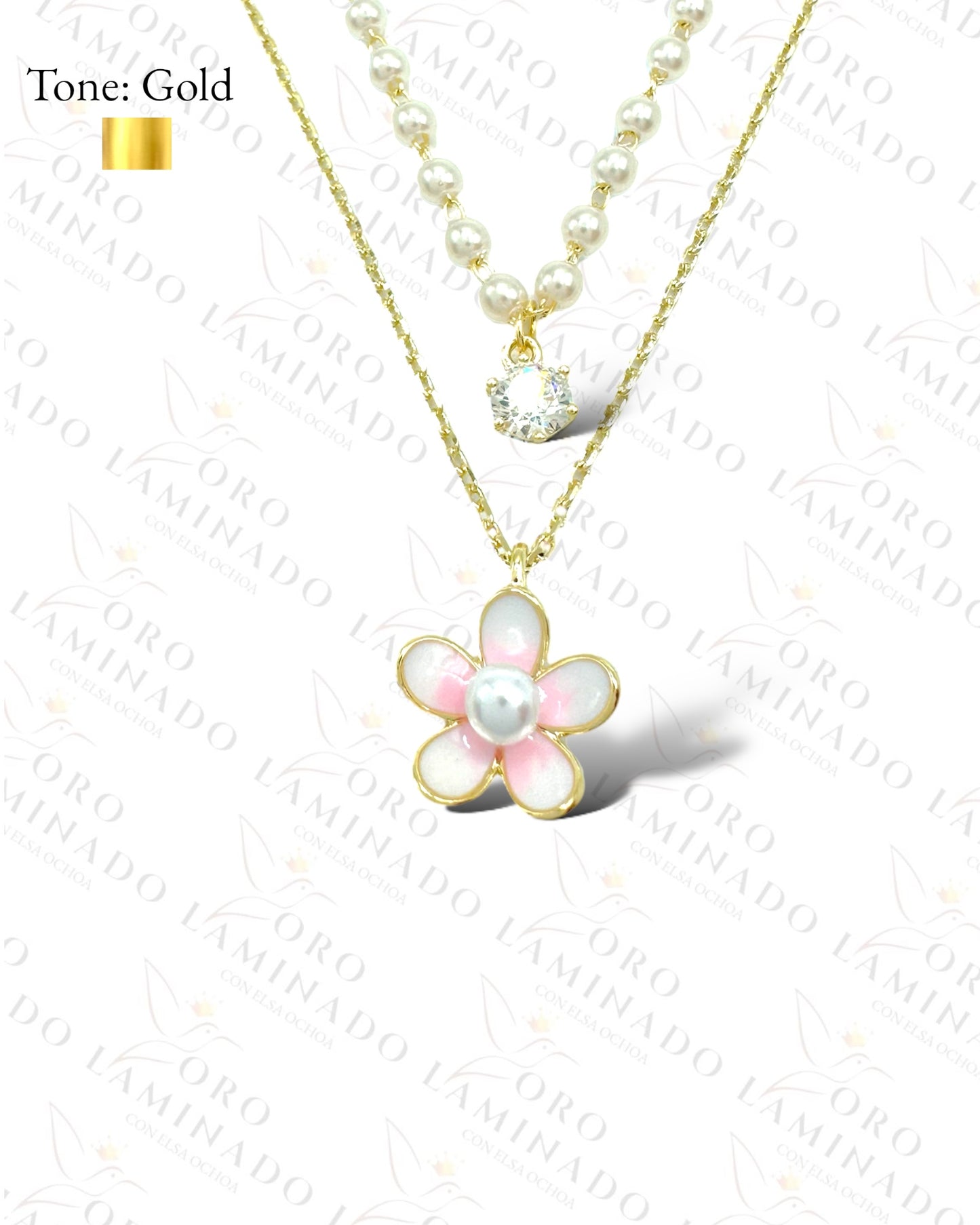 High Quality Pearl Flower Double Chain Necklace R61