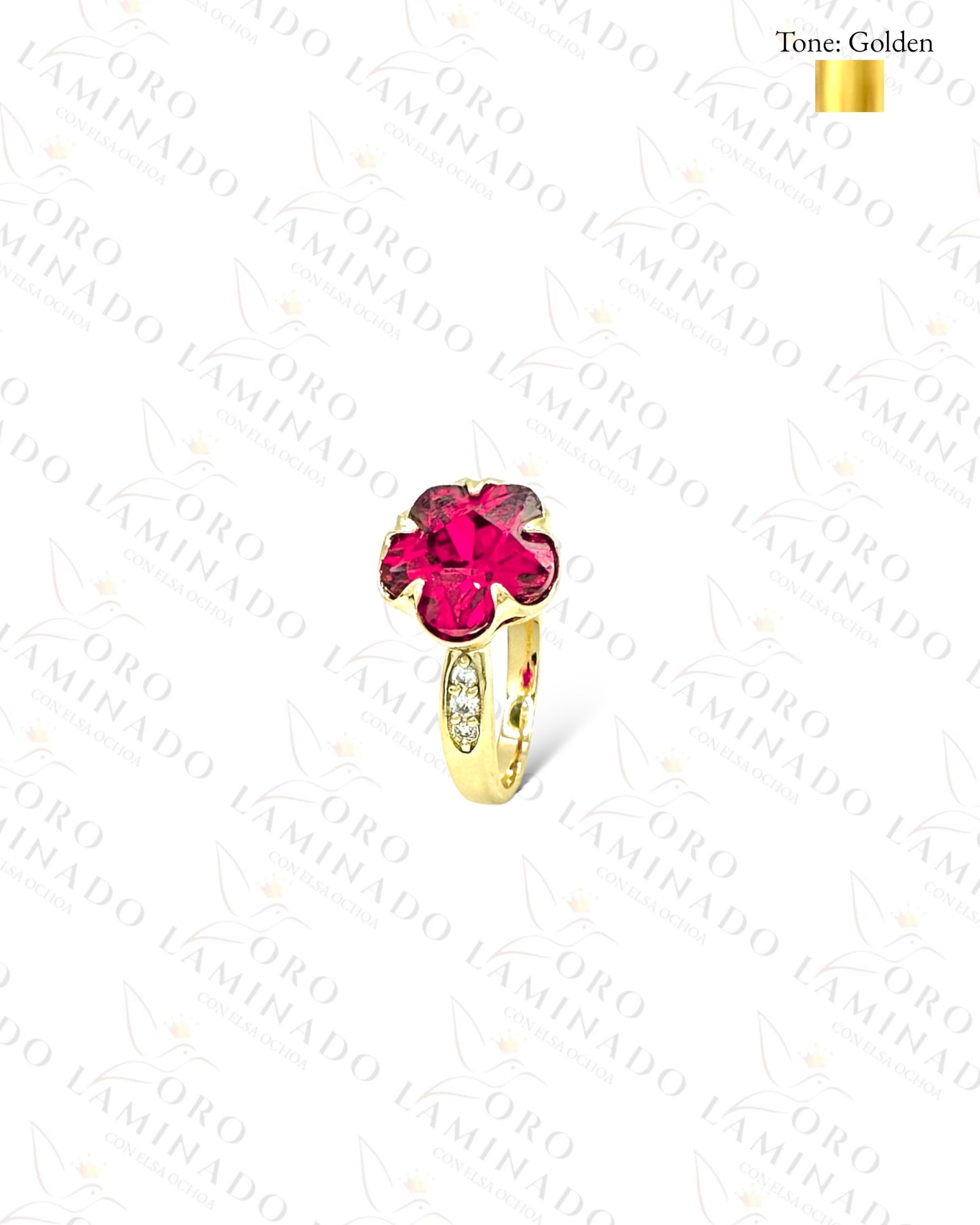 High Quality Red Crystal Flower Ring G450