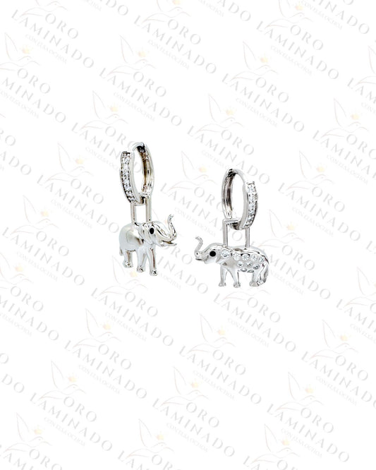 High Quality Silver Elephant Hoop Earrings C191