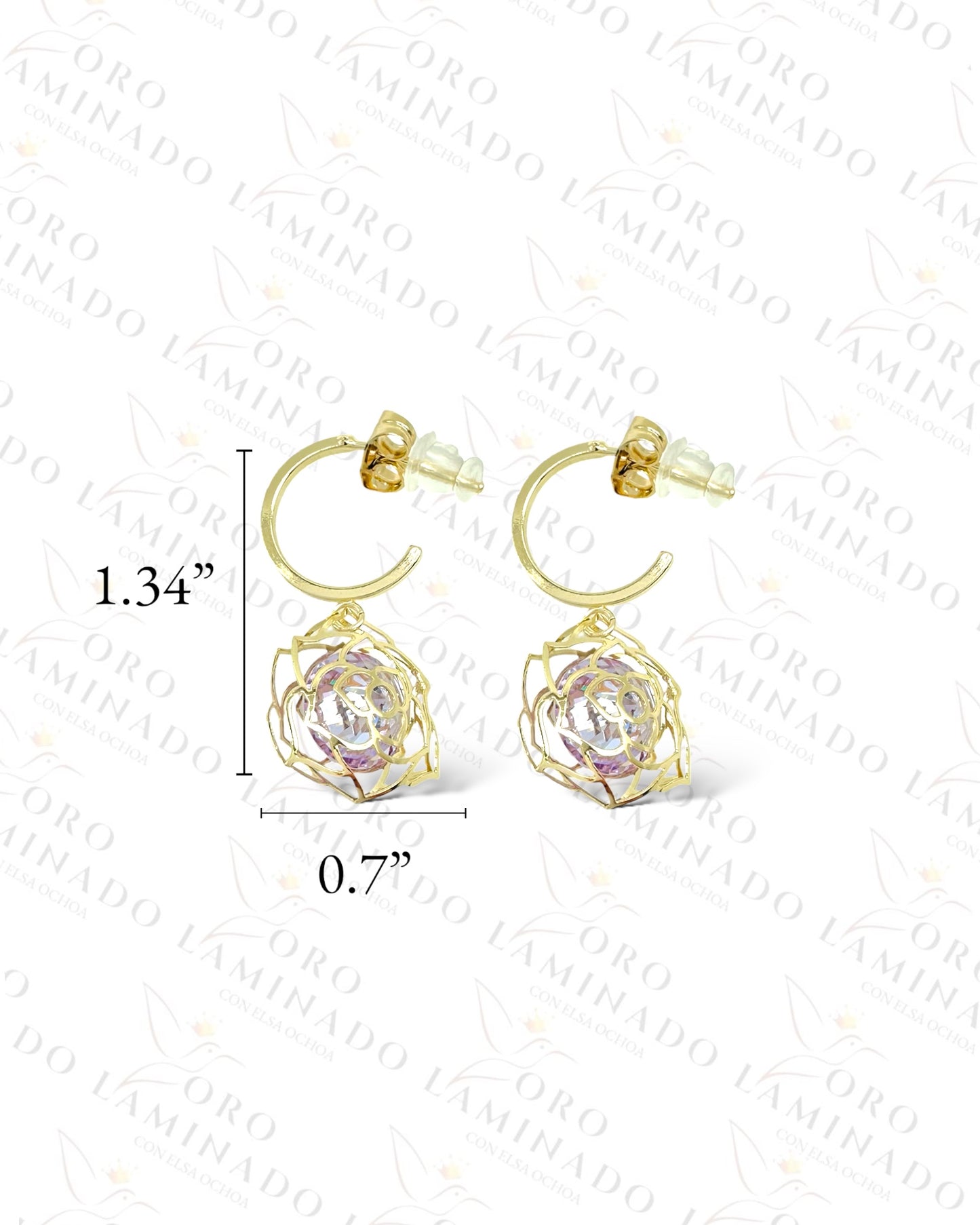 High Quality Purple Eternal Rose Earrings  B448