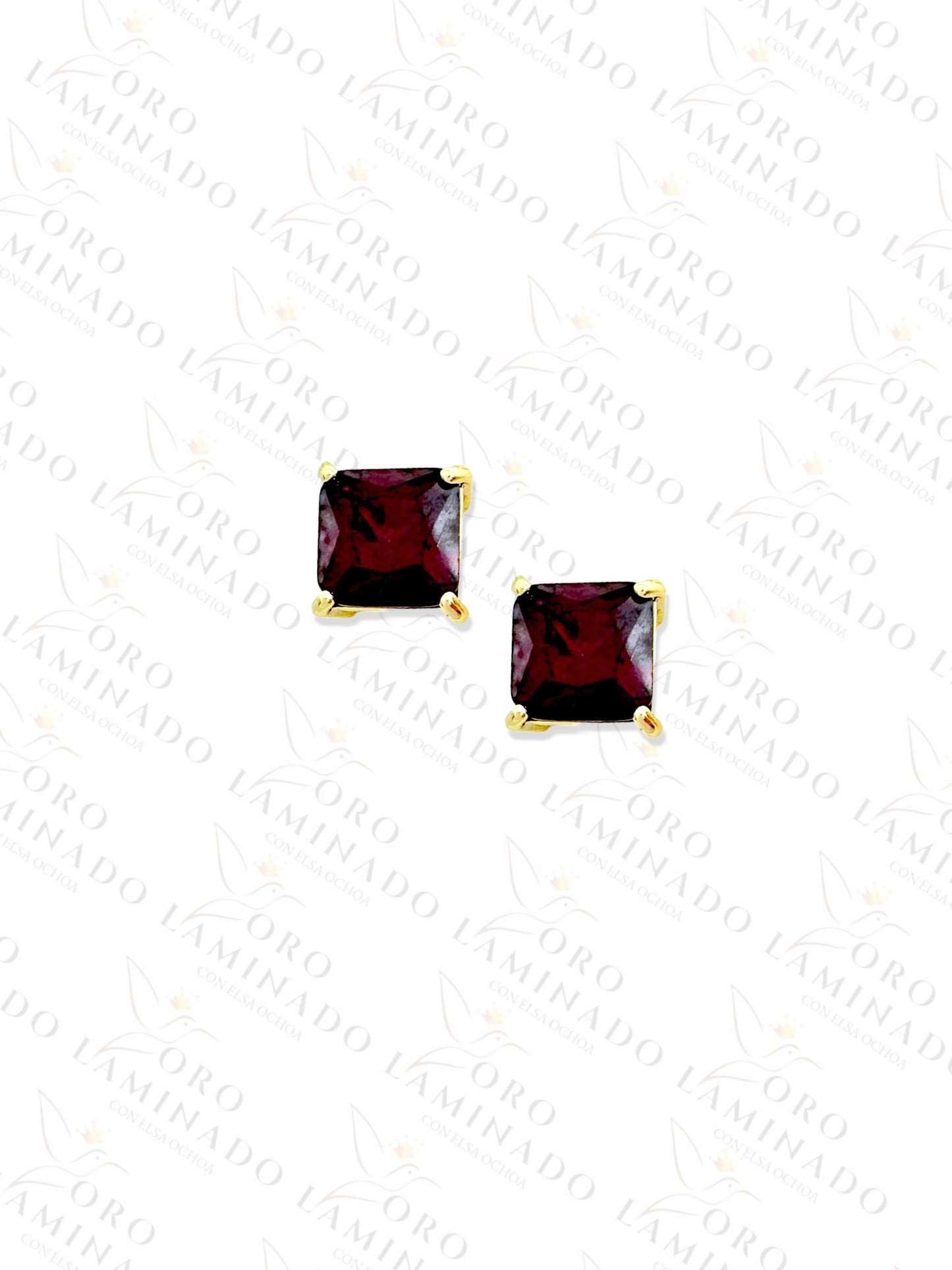 High Quality Red Crystal Square Earrings B323